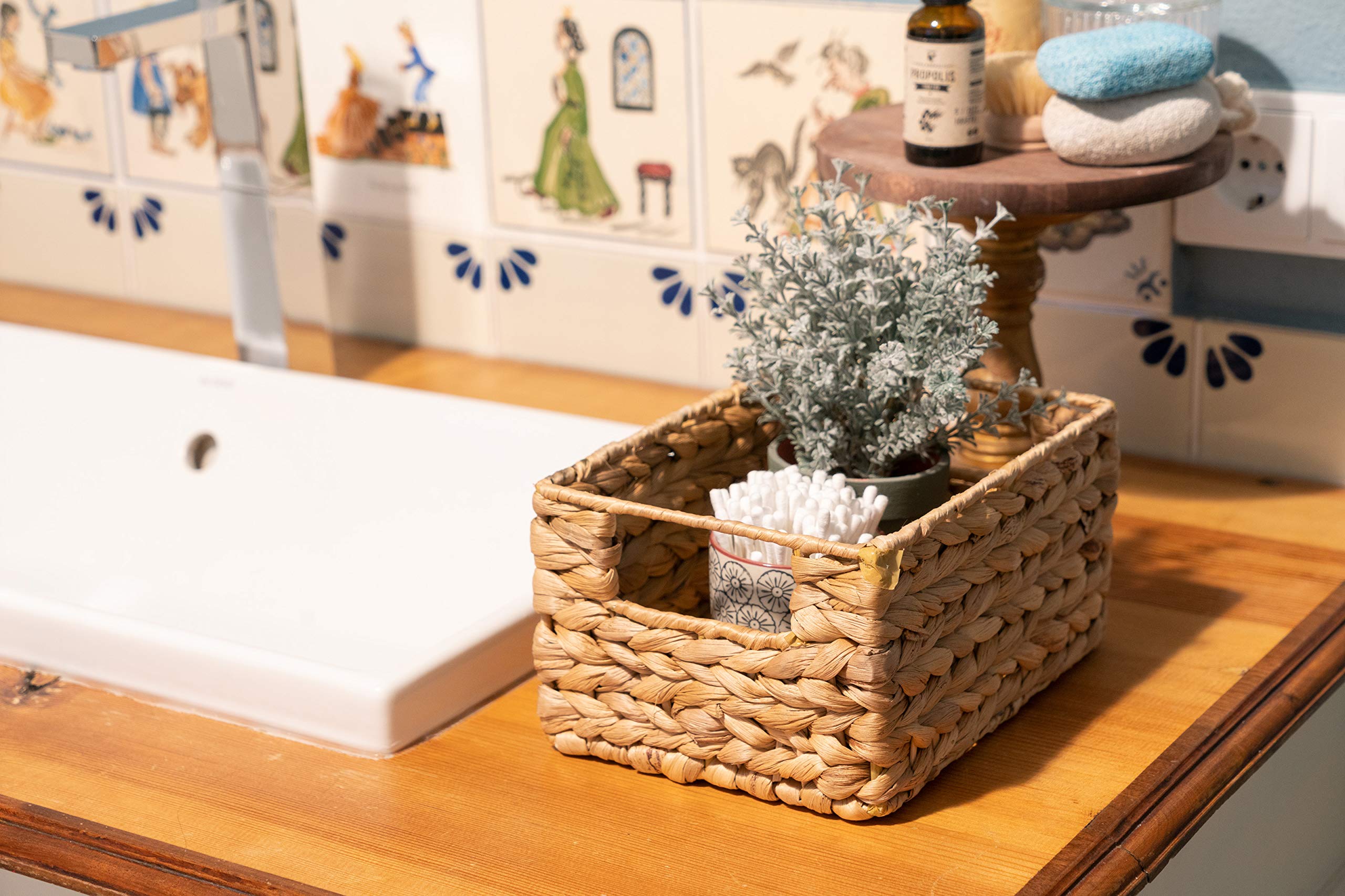 Decorasian Basket Storage Braided From Water Hyacinth - Seagrass Rectangular - 37 Cm X 3 Pieces