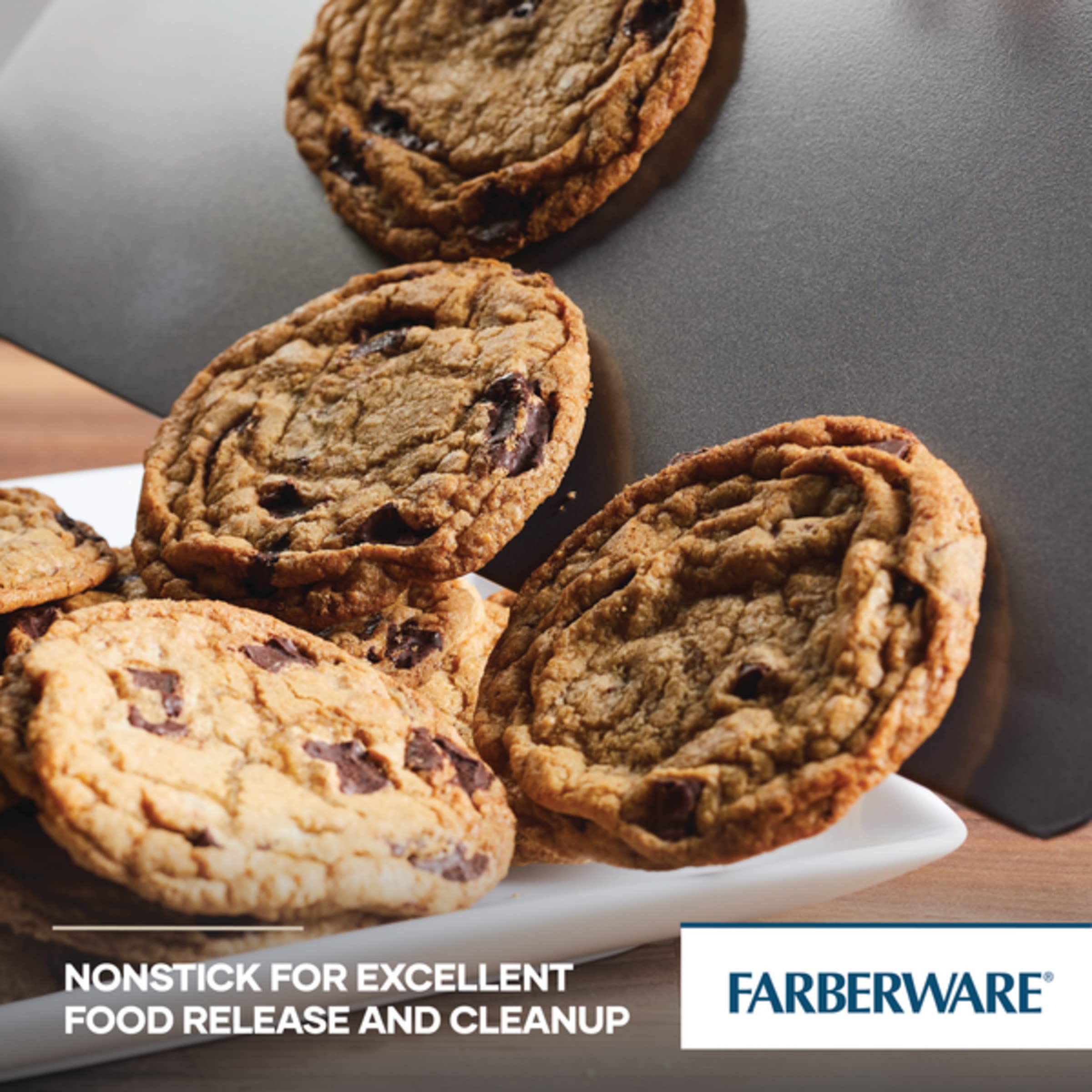 Farberware Goldenbake Nonstick Bakeware Cookie/Baking, 2-Piece Sheet Pan Set, Gray