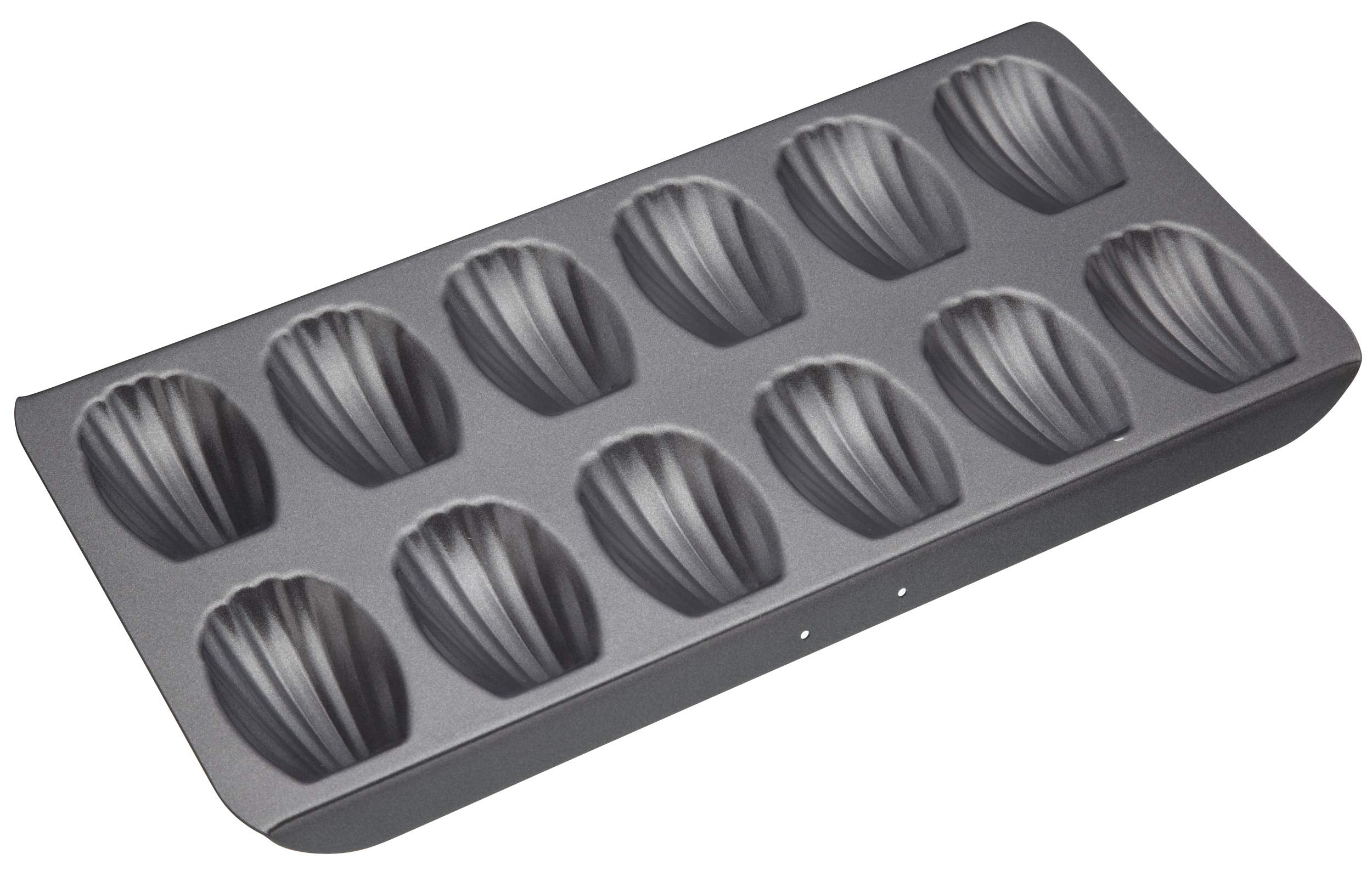 Masterclass Madeleine Tray With Pfoa Free Non Stick, Robust 1Mm Carbon Steel, 12 Hole Cake Mould, 40X 20 Cm, Grey