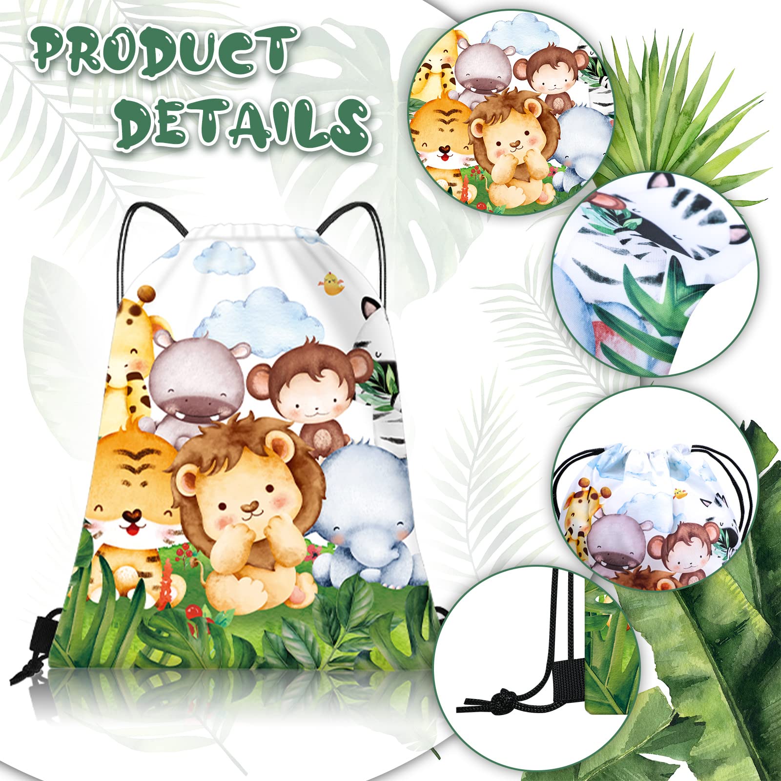 24 Pcs Safari Goodie Bags Safari Party Favor Drawstring Bags Safari Baby Shower Decorations Jungle Party Gift Bags Safari Birthd