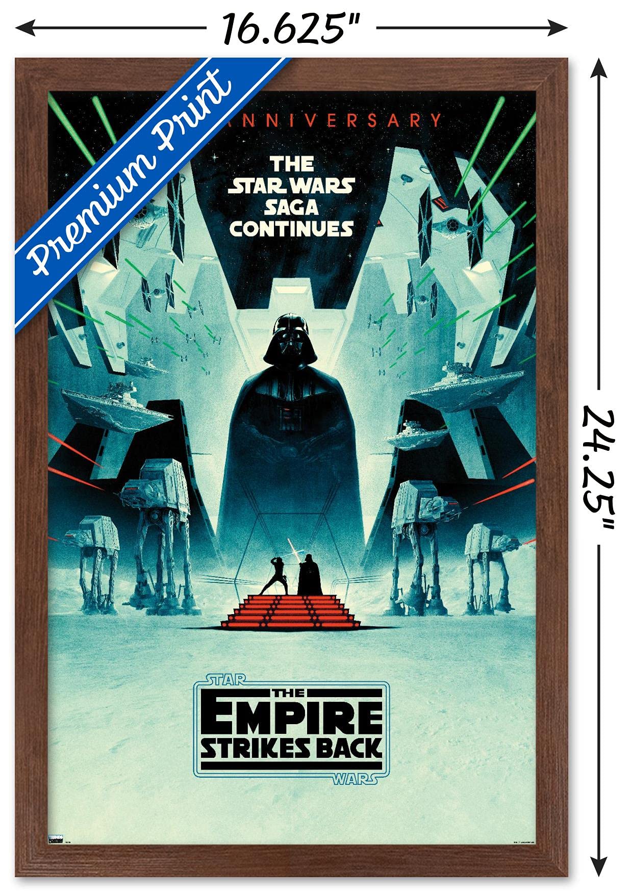 Trends International Star Wars: The Empire Strikes Back - 40Th Anniversary Wall Poster, 14.725'' X 22.375'', Mahogany Framed Ver