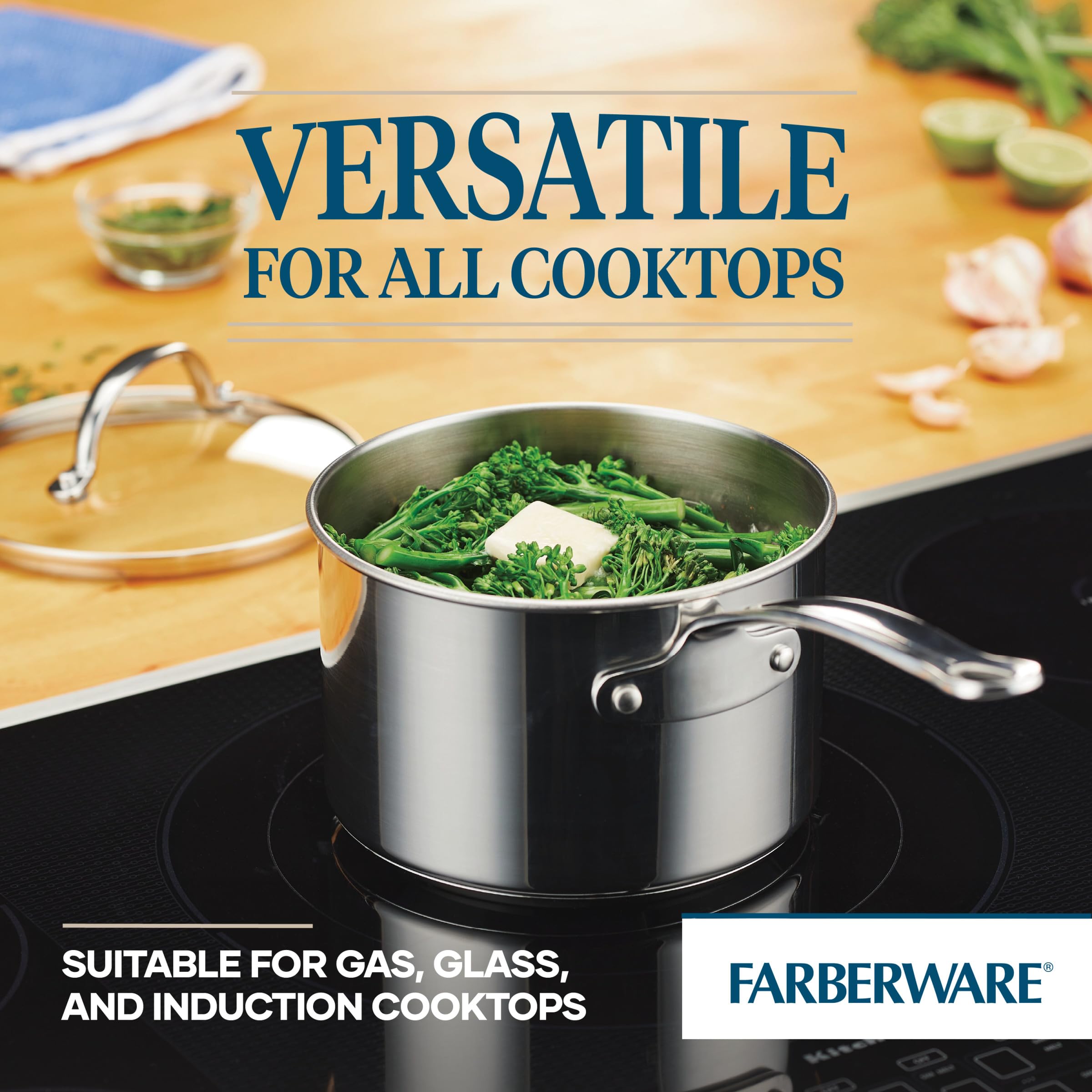 Farberware Millennium Stainless Steel Sauce Pan/Saucepan With Lid, 3 Quart, Silver