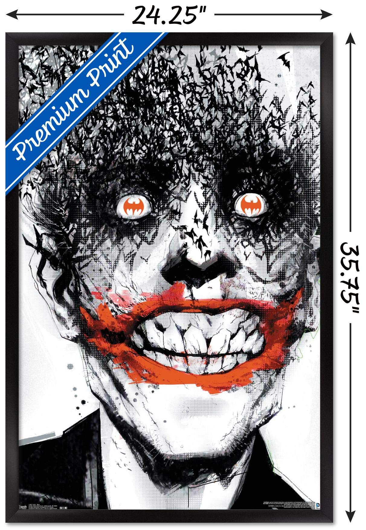 Trends International Dc Comics - The Joker - Bats Wall Poster, 22.375'' X 34'', Black Framed Version