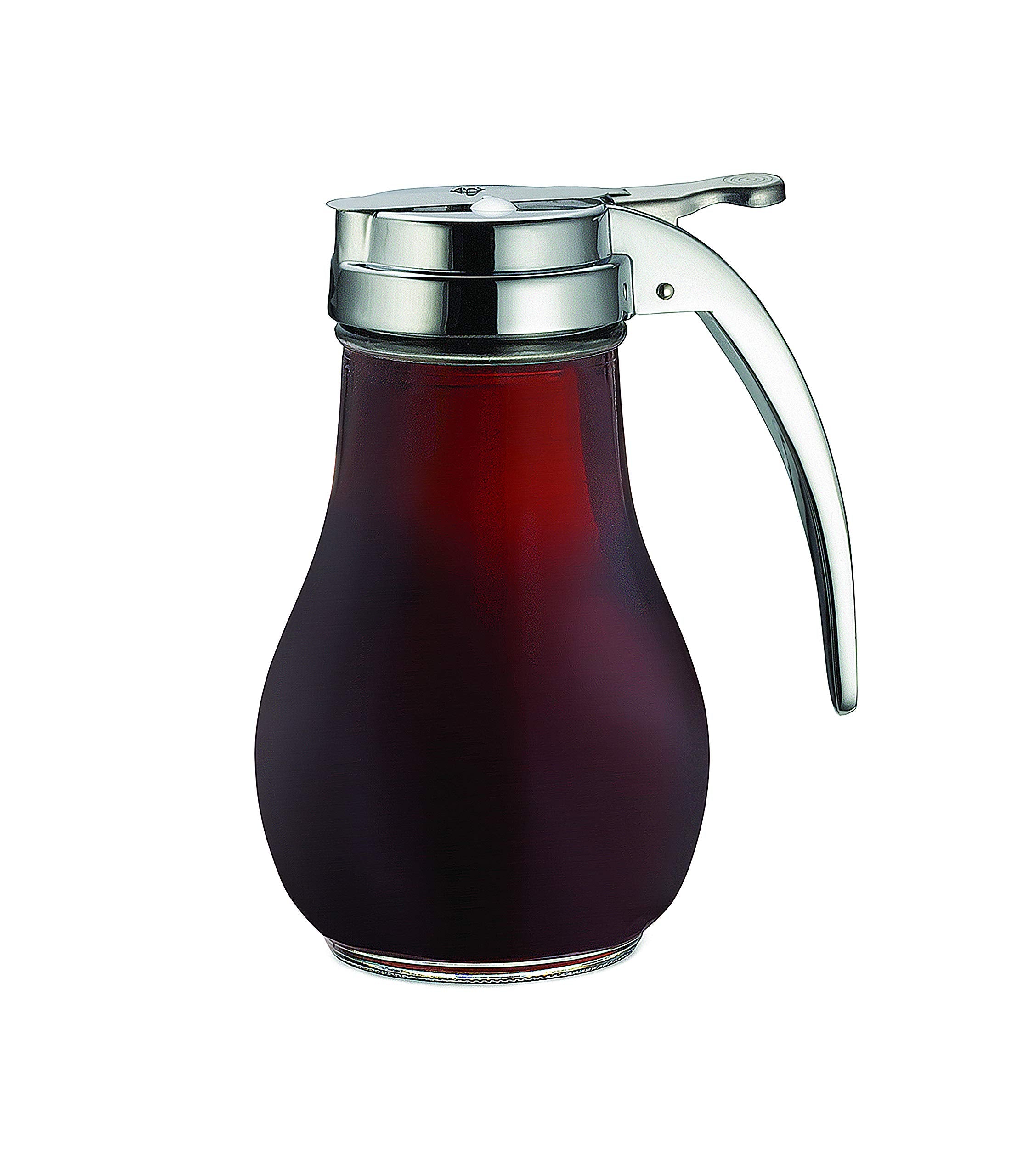Tablecraft H414 Syrup Dispenser With Chrome Plated Metal Top, 14 Oz, Clear