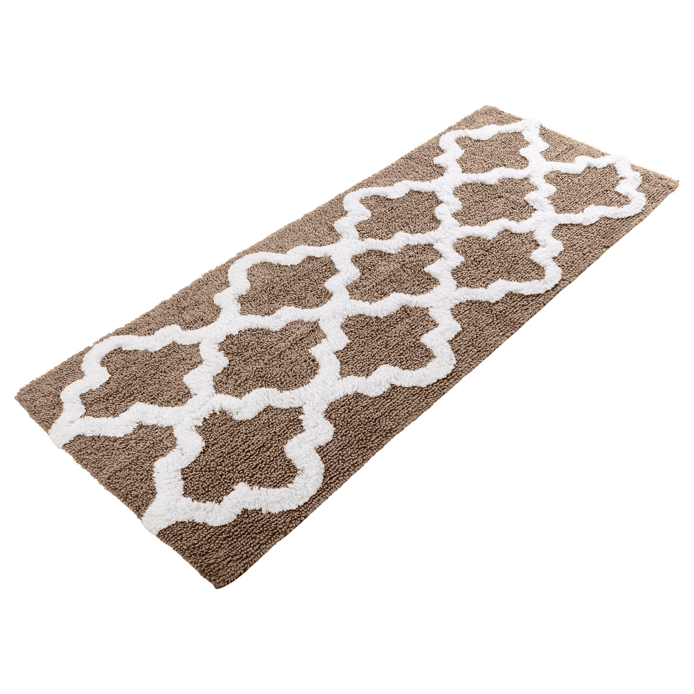 Lavish Home 100% Cotton Trellis Bathroom Mat - 24x60 inches - Taupe