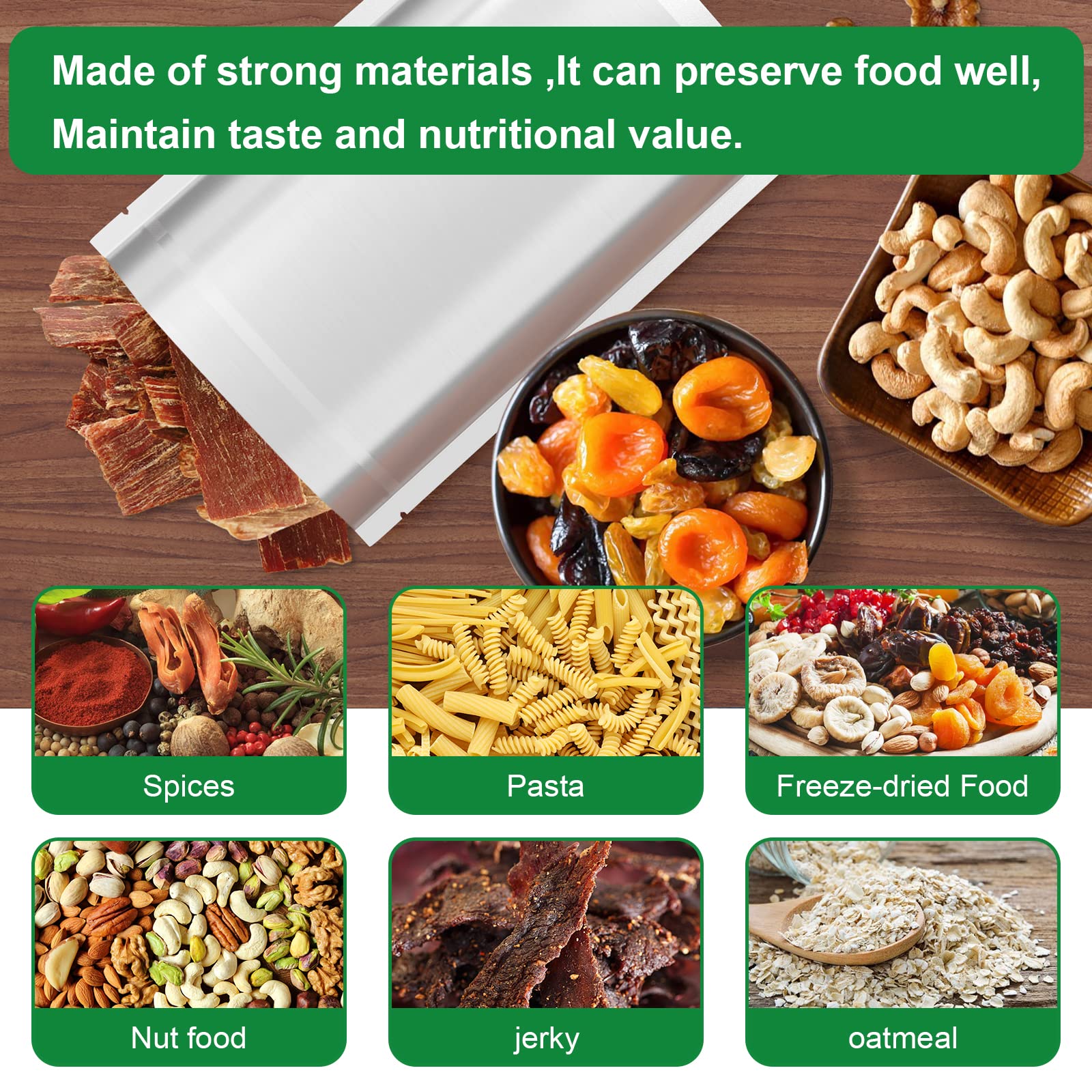 100 Mylar Bags For Food Storage, Extra Thick 9.5 Mil Mylar Bags 1 Quart, Gusset Ziplock And Heat Sealable Mylar Bags For Food St