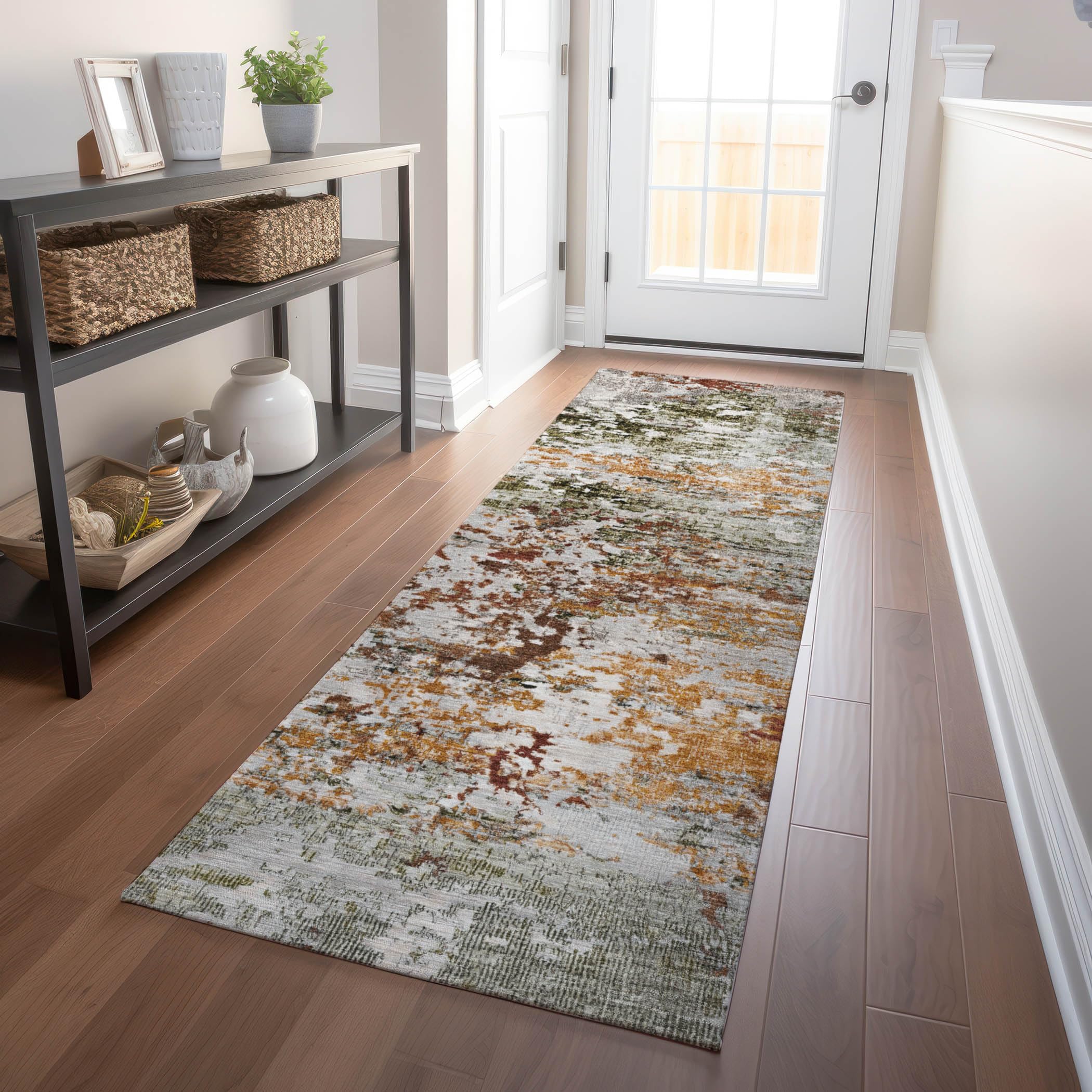 Machine Washable Indoor/Outdoor Chantille Terracotta 23 x 76 Runner Rug