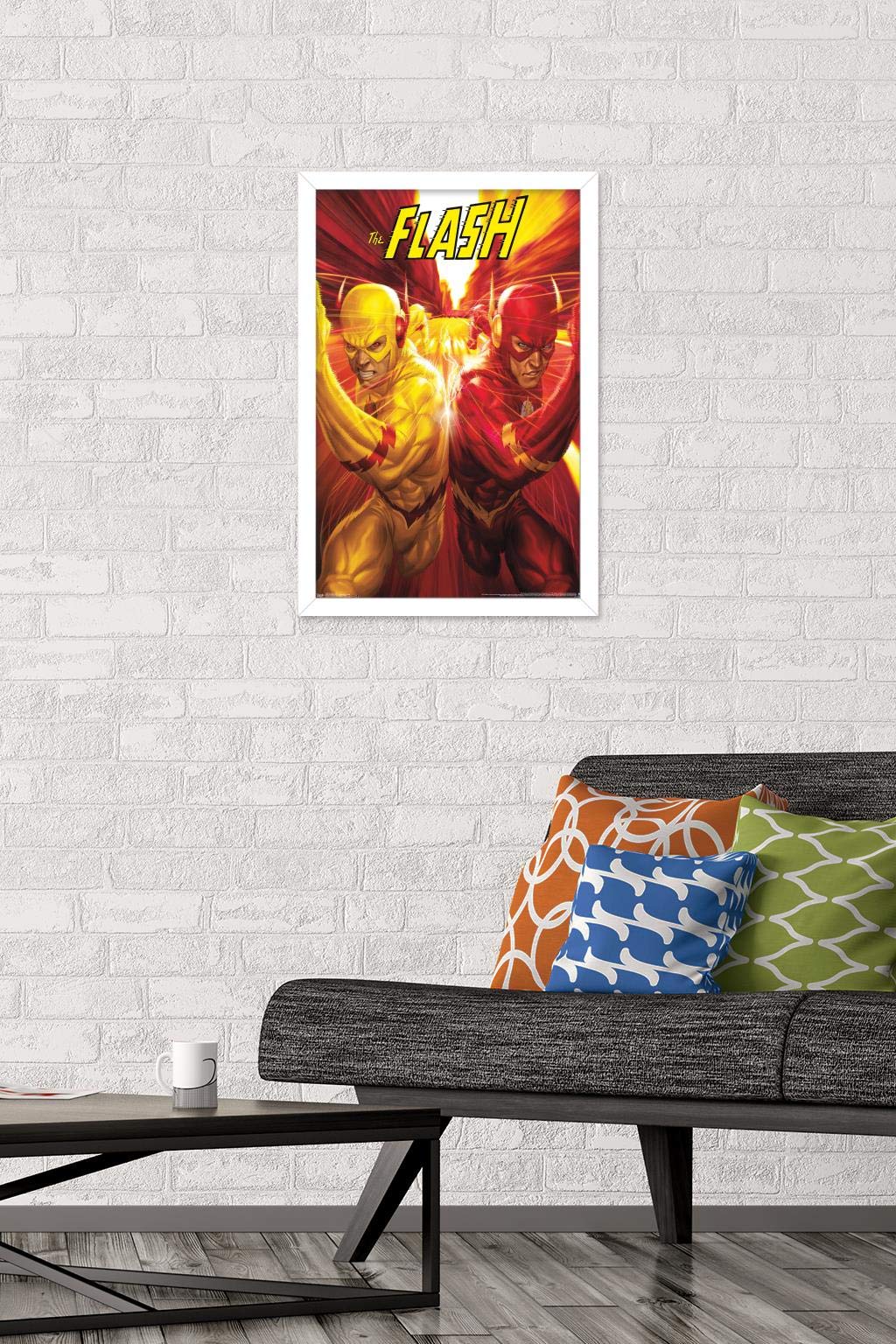 Trends International Dc Comics - The Flash And The Reverse Flash - Race Wall Poster, 14.725'' X 22.375'', White Framed Version