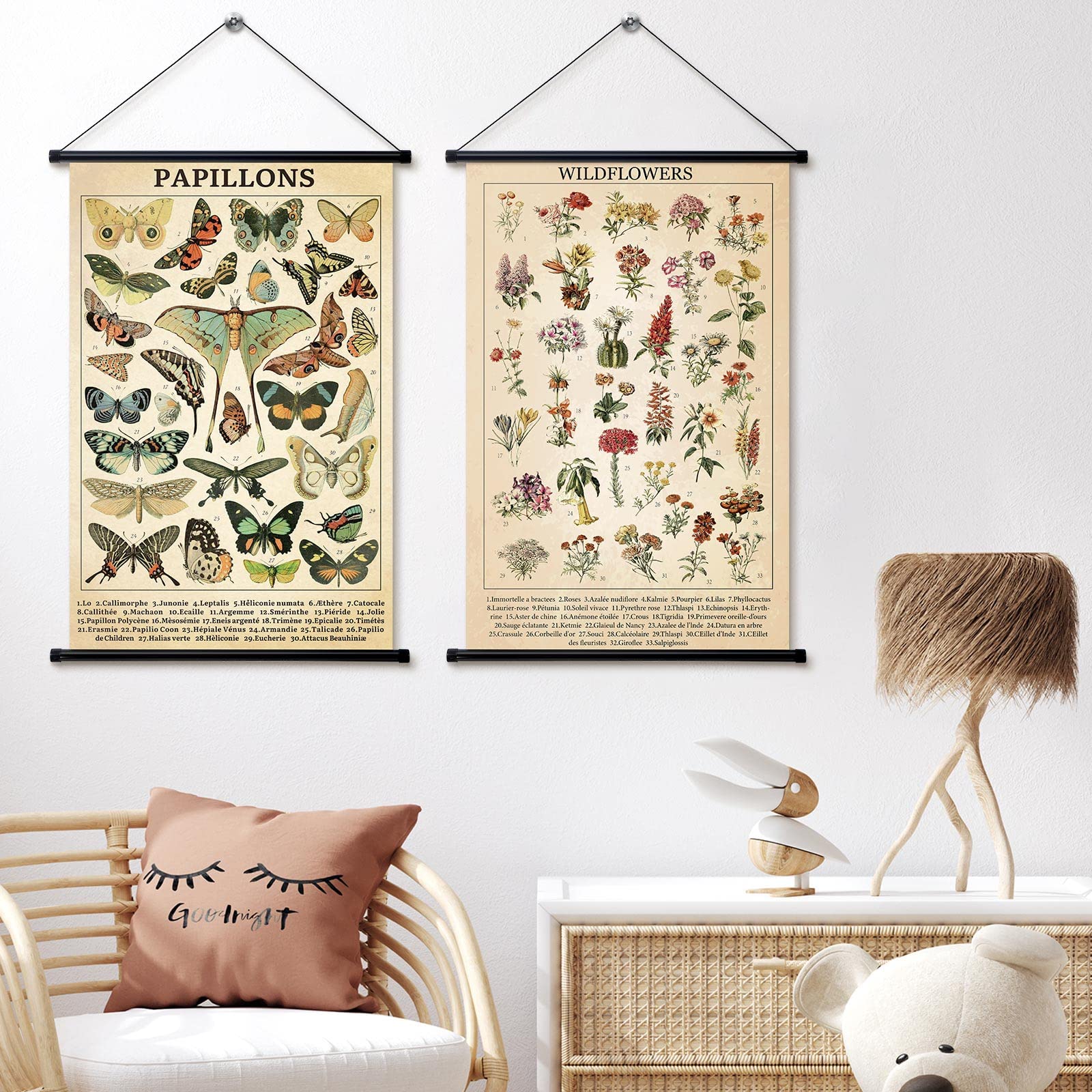 Geosar 2 Pcs Vintage Poster Fungus Art Prints Rustic Wall Hanging Illustrative Reference Chart Poster For Living Room Office Bed