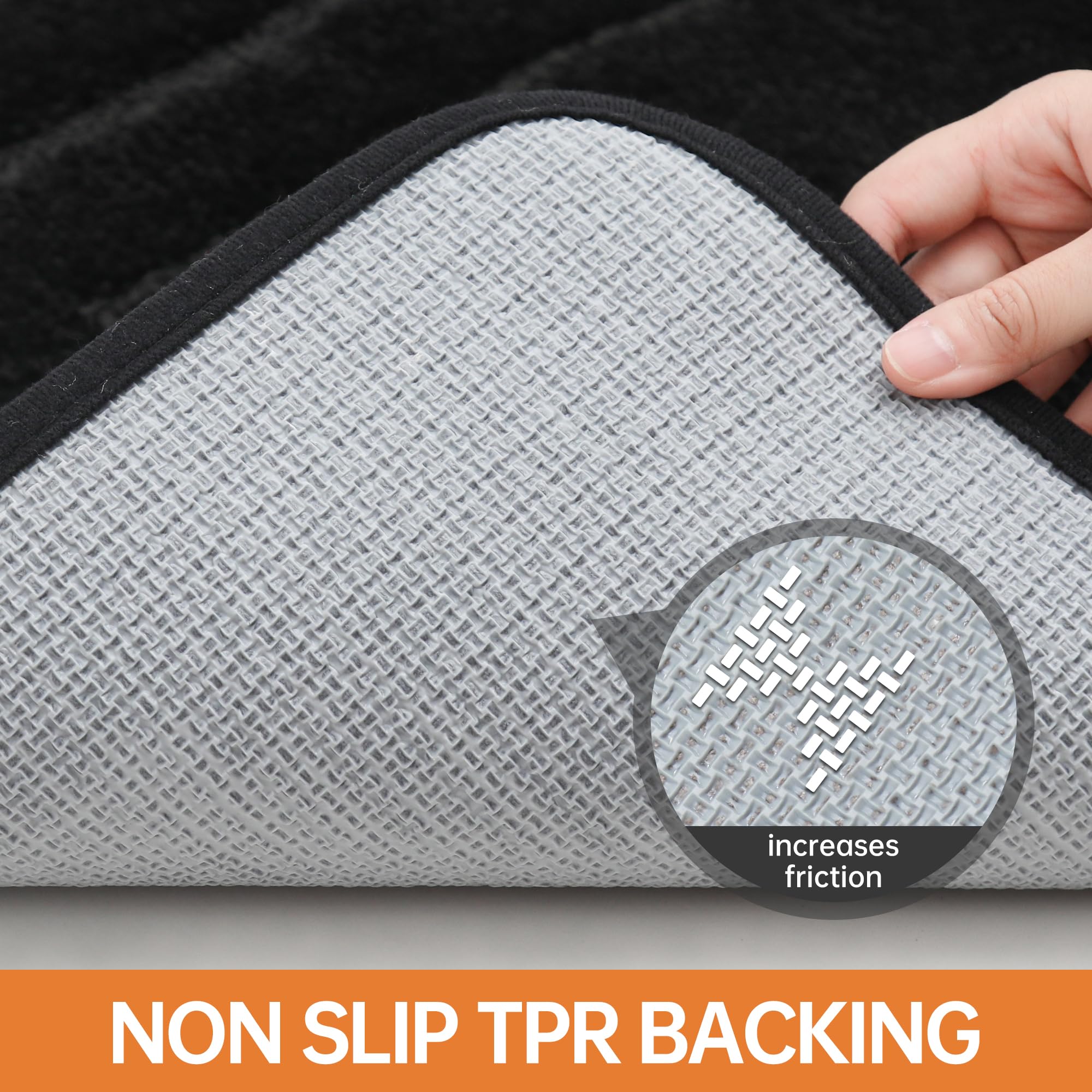 Beqhause Bathroom-Rugs-Non-Slip-Bath-Mats For Bathroom Soft And Absorbent Polyester Microfiber Black Bath Mat Machine Washable S