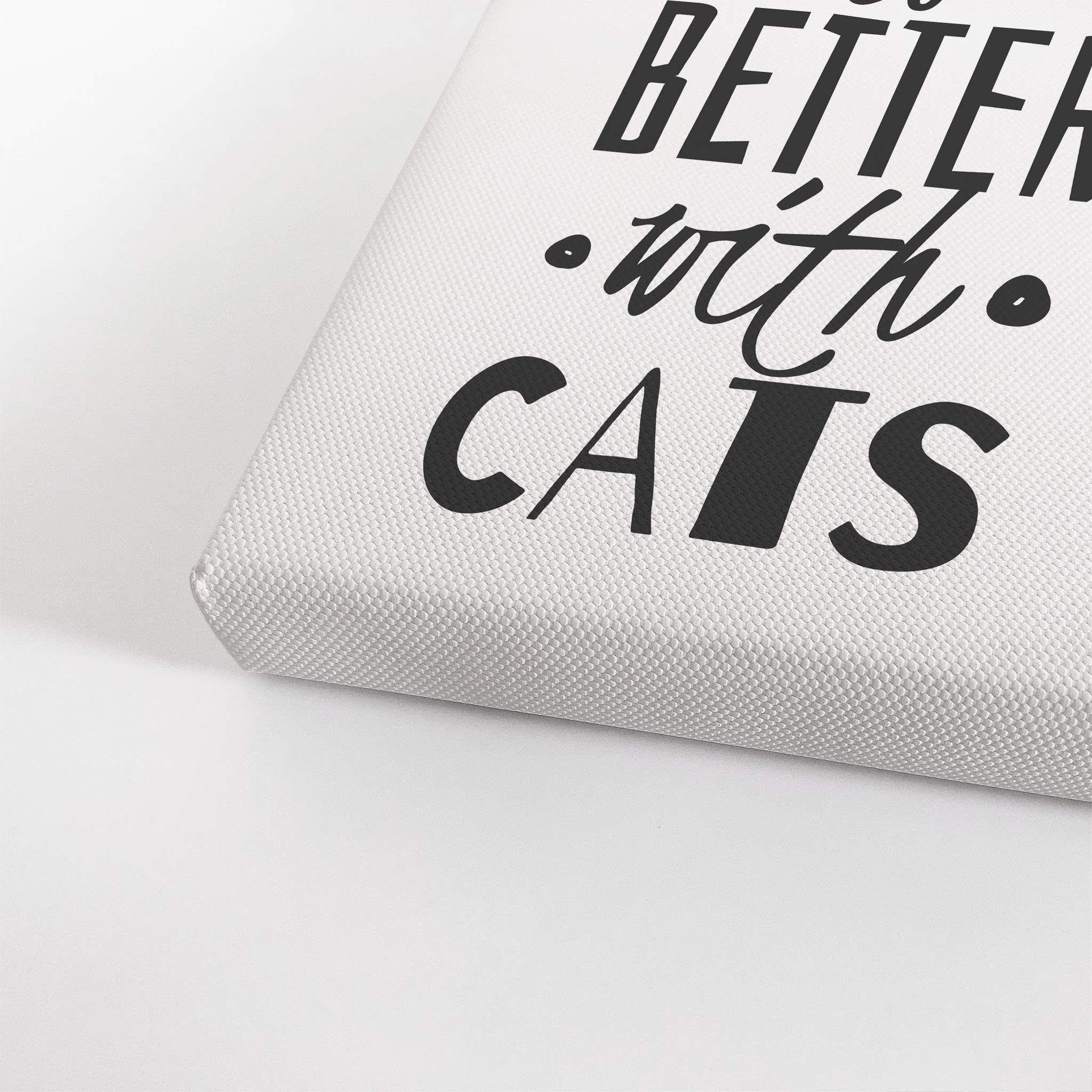 Smile Art Design Custom Photo Print Canvas Print with Your Photo Personalized Photo Life is Better with Cats Quote Personalized Gifts for Cat Lovers Custom Pet Photo Prints - 15x22 inches