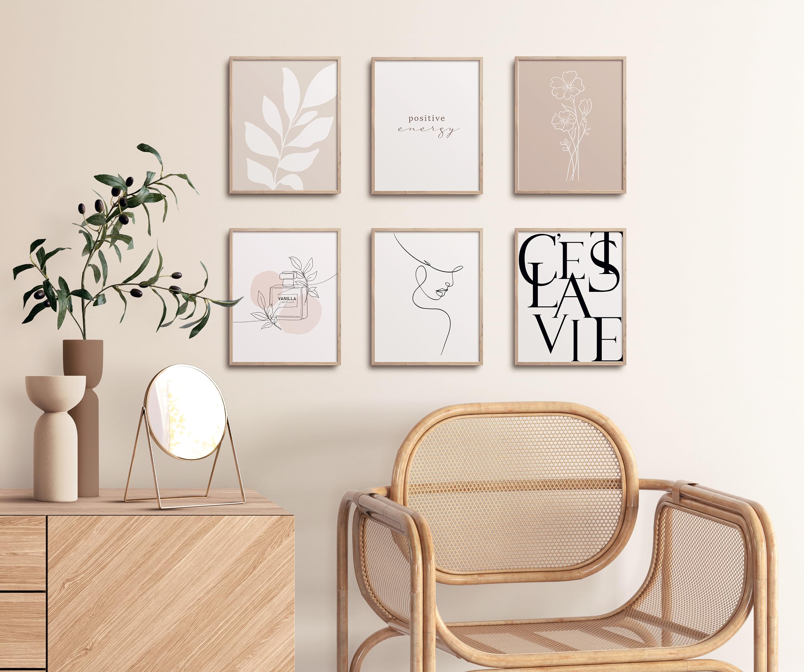 Twodays Vanilla Girl Room Decor, Clean Girl Aesthetic Wall Art, Boho Beige Posters For Bedroom, Minimalist Cream Prints, Abstrac