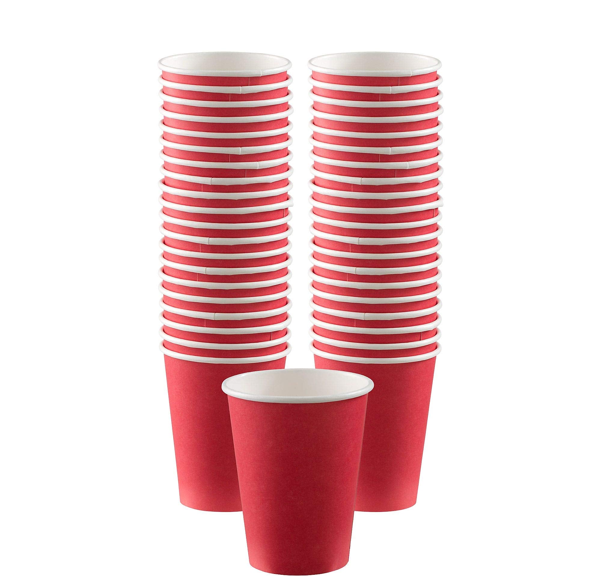 Vibrant Apple Red Paper Cups (Pack Of 50) - 12 Oz. - Perfect For Parties, Gatherings, Picnics & Home Use