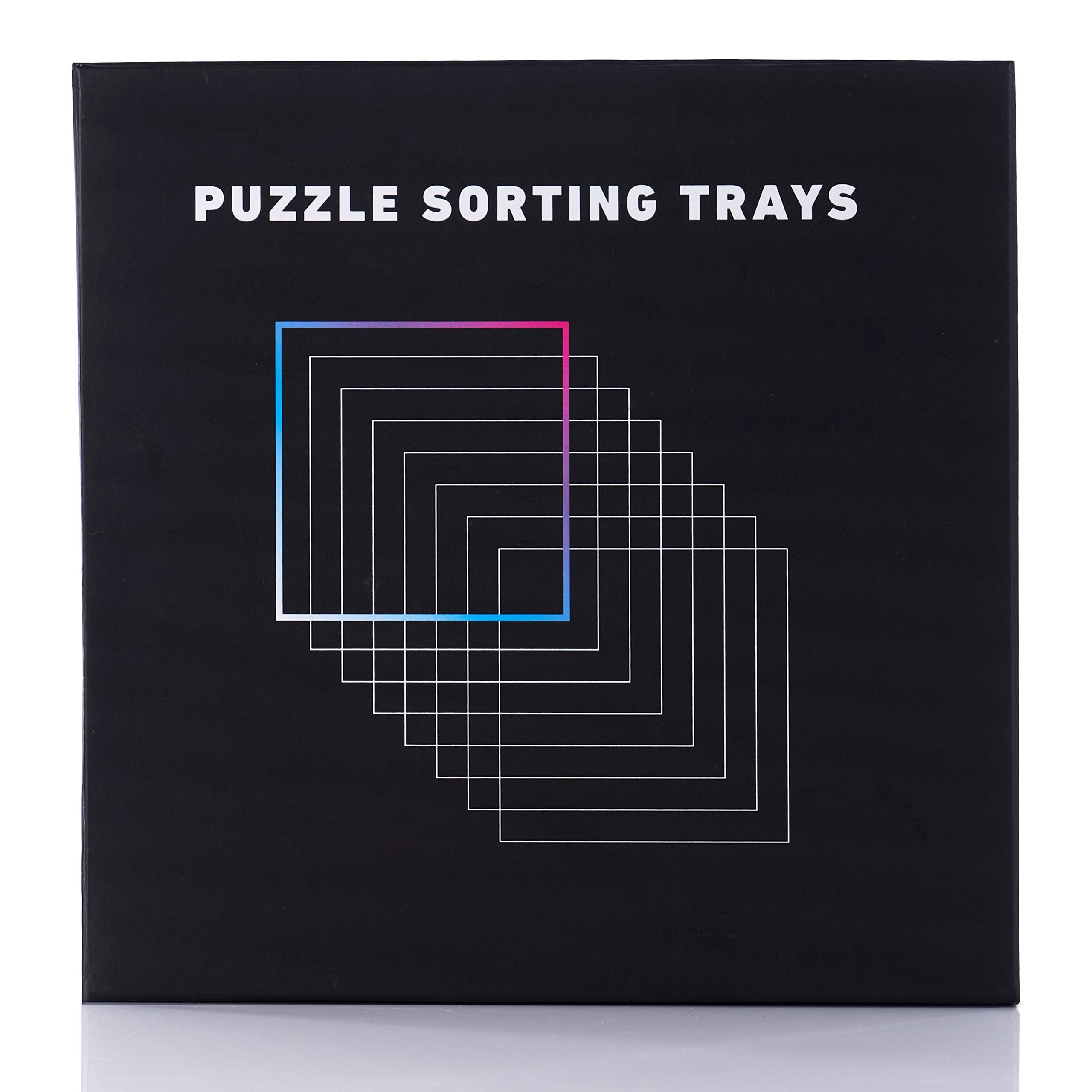 8 Puzzle Sorting Trays With Lid 10 X 10 Inches - Jigsaw Puzzle Accessories Black Background Makes Pieces Stand Out To Better Sor