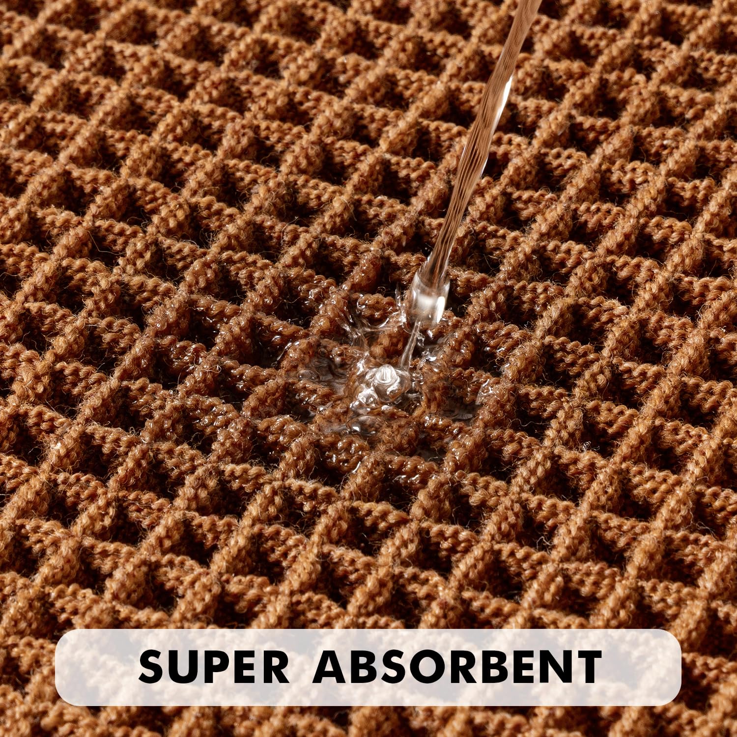 MIULEE Set of 2 Waffle Bathroom Runner Rugs, Fall Boho Bath Rug Non Slip, Super Absorbent Runner Bath Mats, Rubber Backed Shower