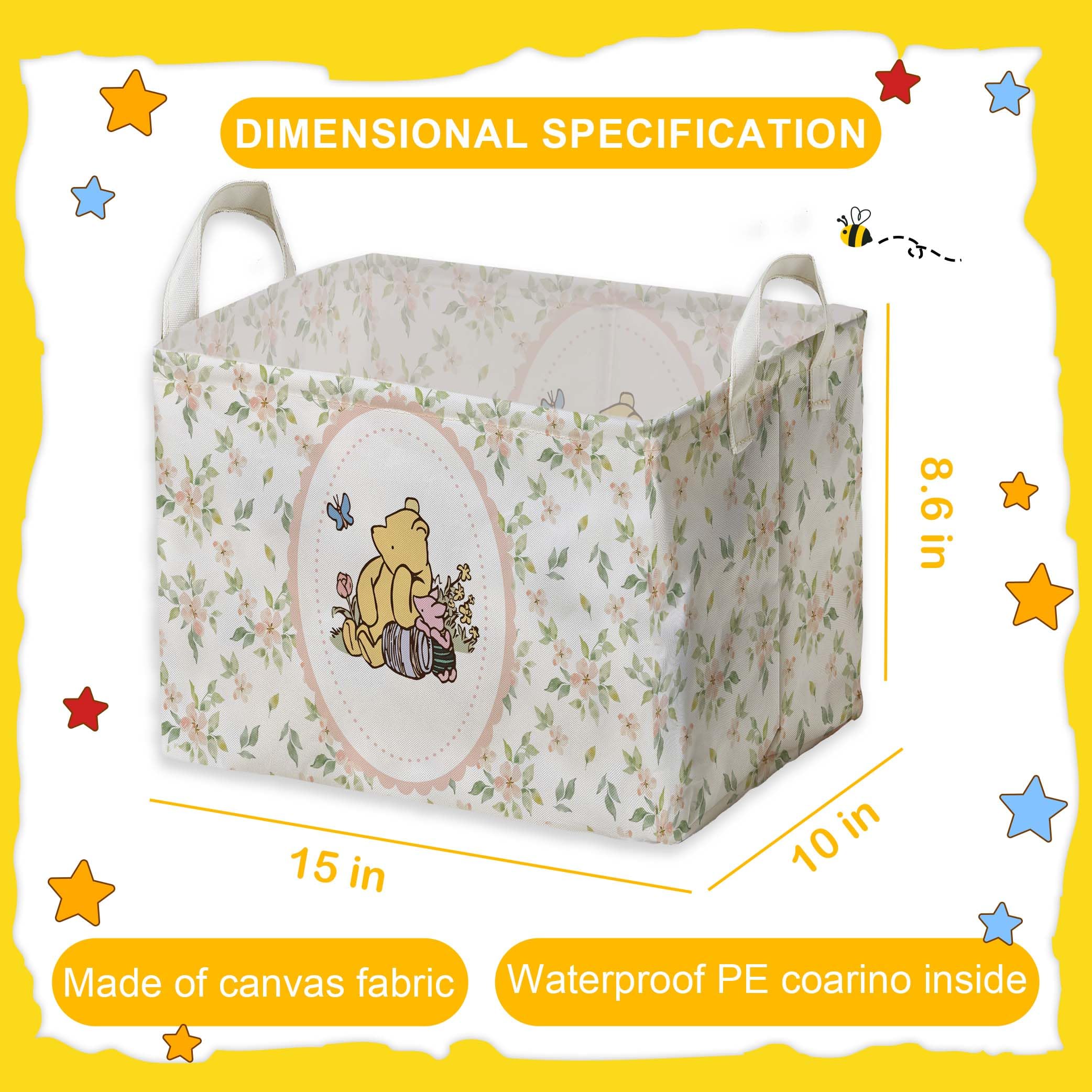 Winnie Nursery Storage Basket With A Waterproof Pe Coating,The Pooh Nursery Baby Stuff Storage Baskets Suitable For Bathroom And