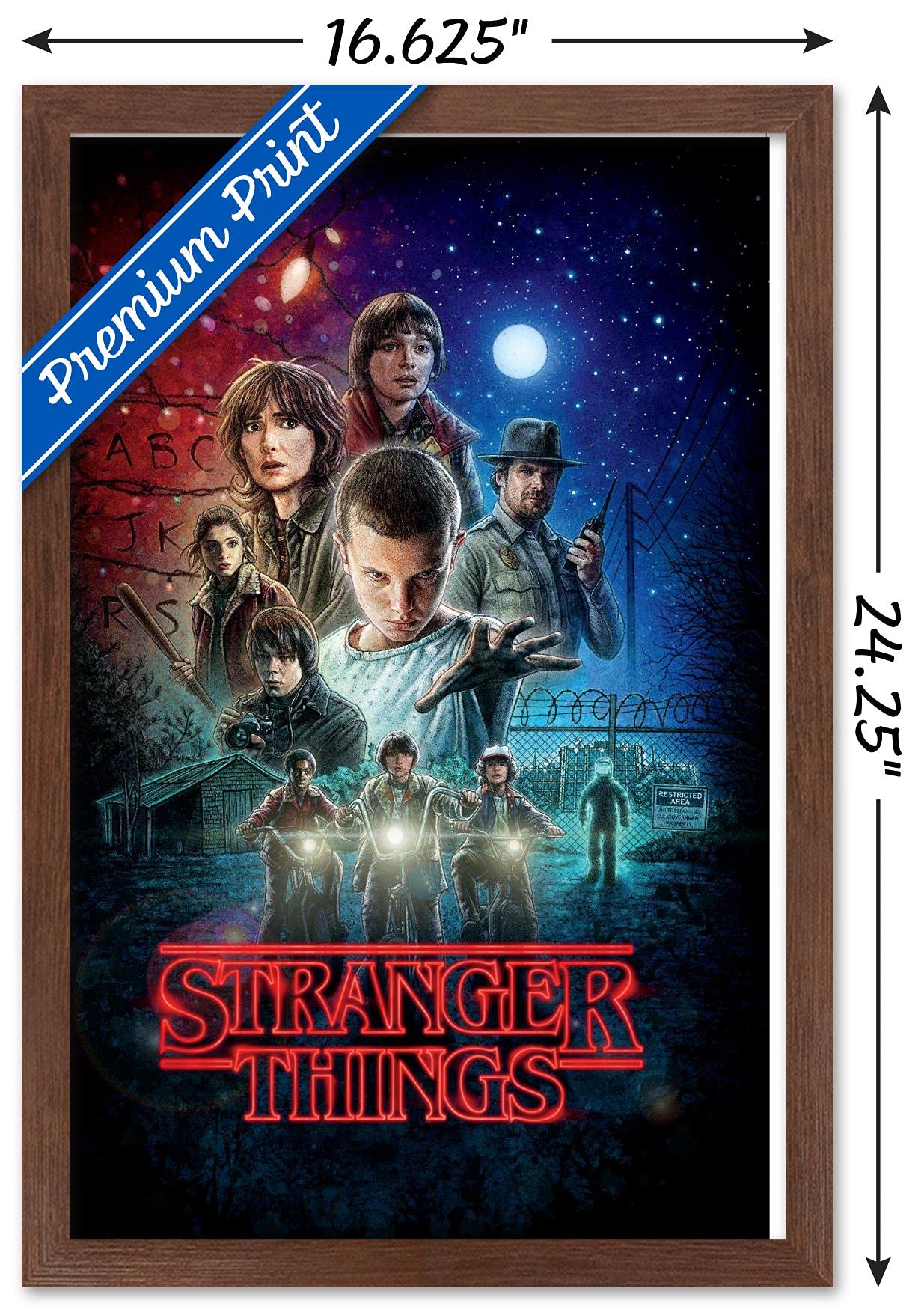 Trends International Netflix Stranger Things - One Sheet Wall Poster, 14.725'' X 22.375'', Mahogany Framed Version