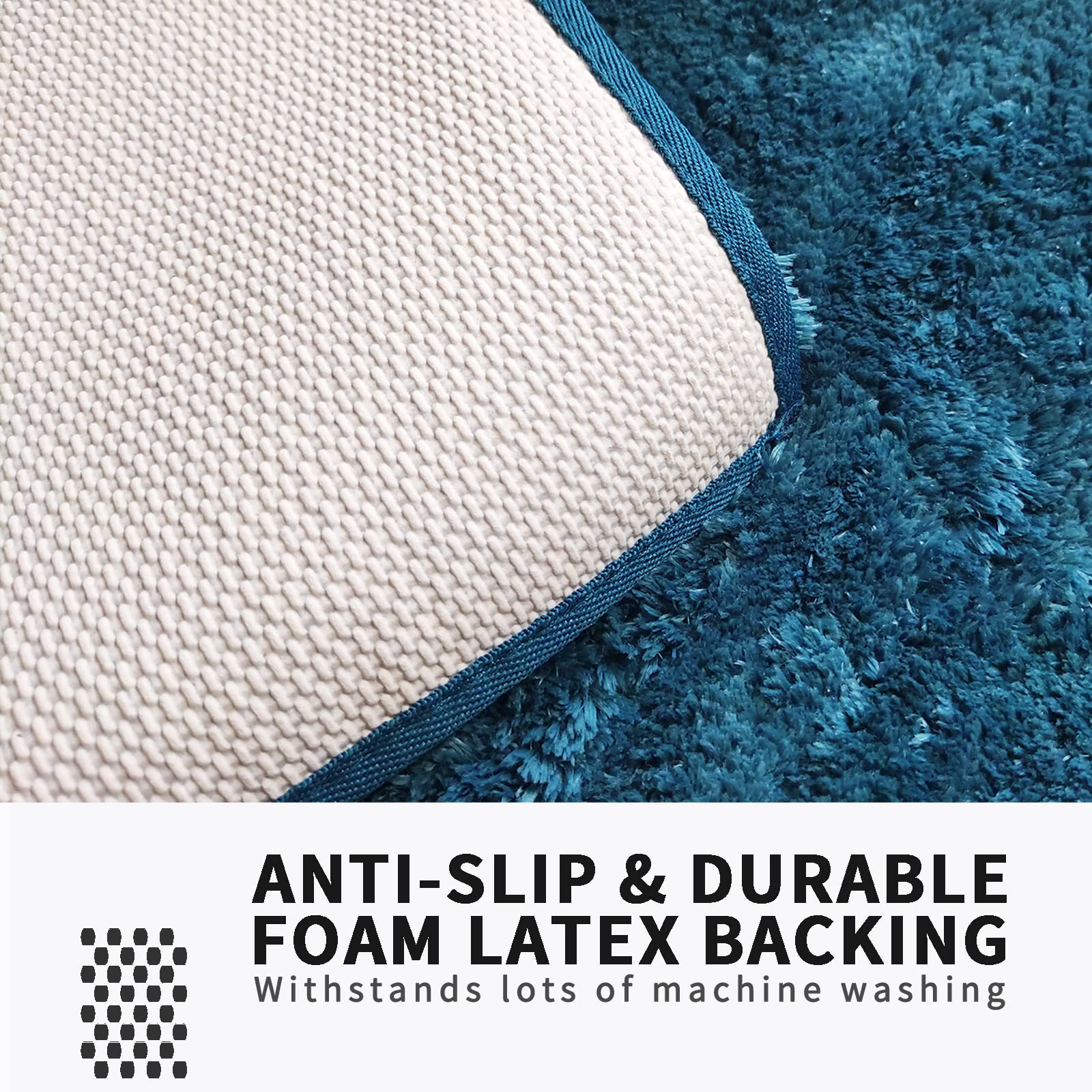 FIFU Bathroom Rugs Non-Slip  Soft & Shaggy Bath Mats for Bathroom Floor  Tub and Sink  Absorbent and Machine Washable  20x32 Inches Peacock Blue