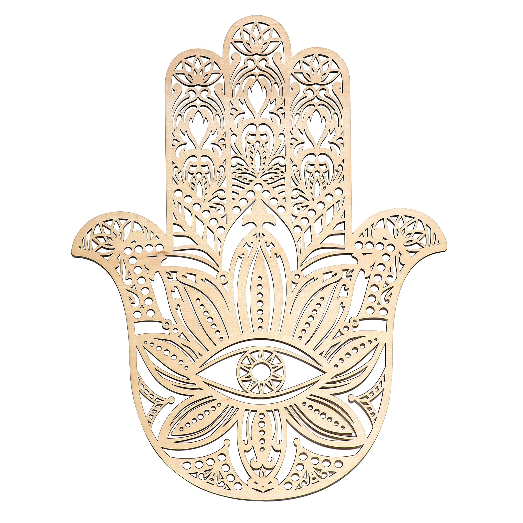 Fourth Level MFG 12 Hamsa, Sacred Geometry Wood Wall Art, Zen Home Decor and Meditation Symbol, Evil Eye Wall Decor, Hamsa Hand 