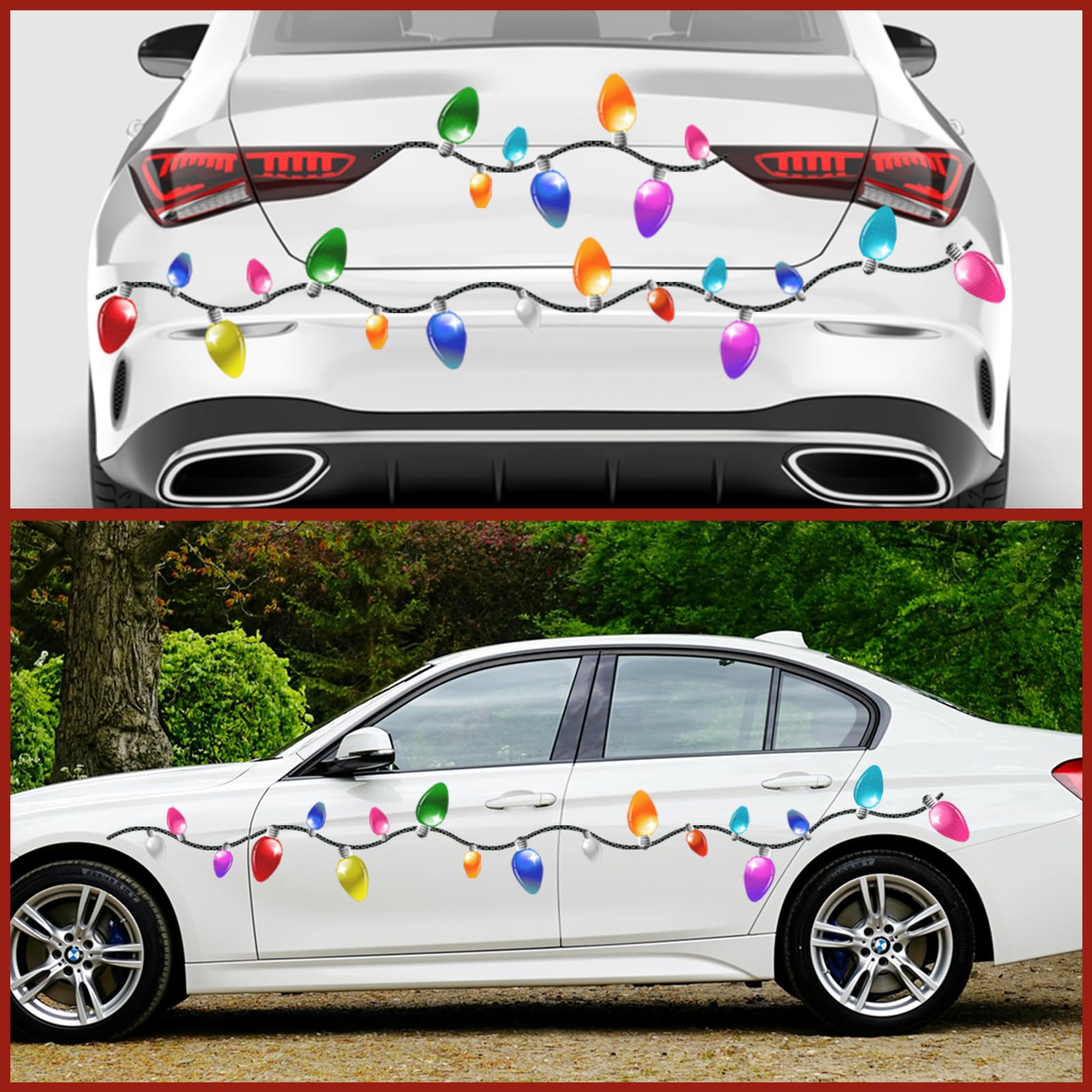 65 Pcs Christmas Car Reflective Bulbs Magnets Decorations, 40 Christmas Refrigerator Bulbs Light Shaped Magnets 25 Magnetic Wire