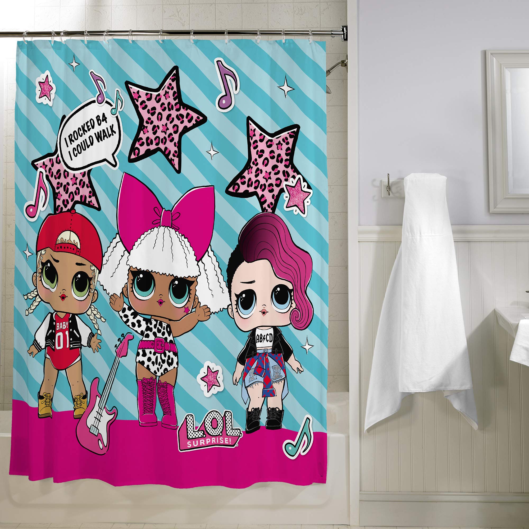 Franco Kids Bathroom Decorative Fabric Shower Curtain, 72 In X 72 In, L.O.L. Surprise!