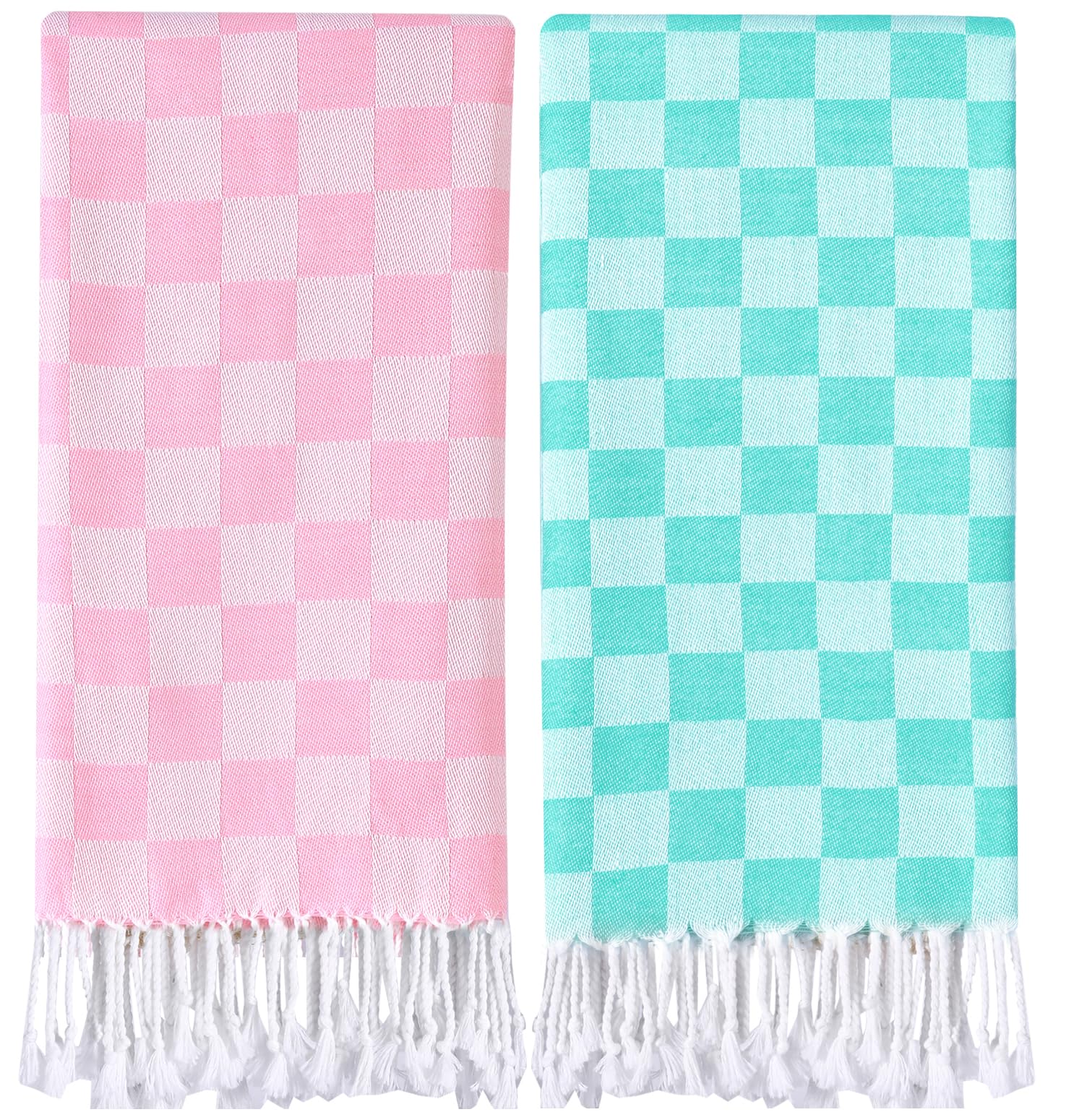 2 Packs Checkered Plaid Travel Towel Turkish Towel Beach Blanket Quick Dry Lightweight Hawaii Summer Vacation Necessities Europe