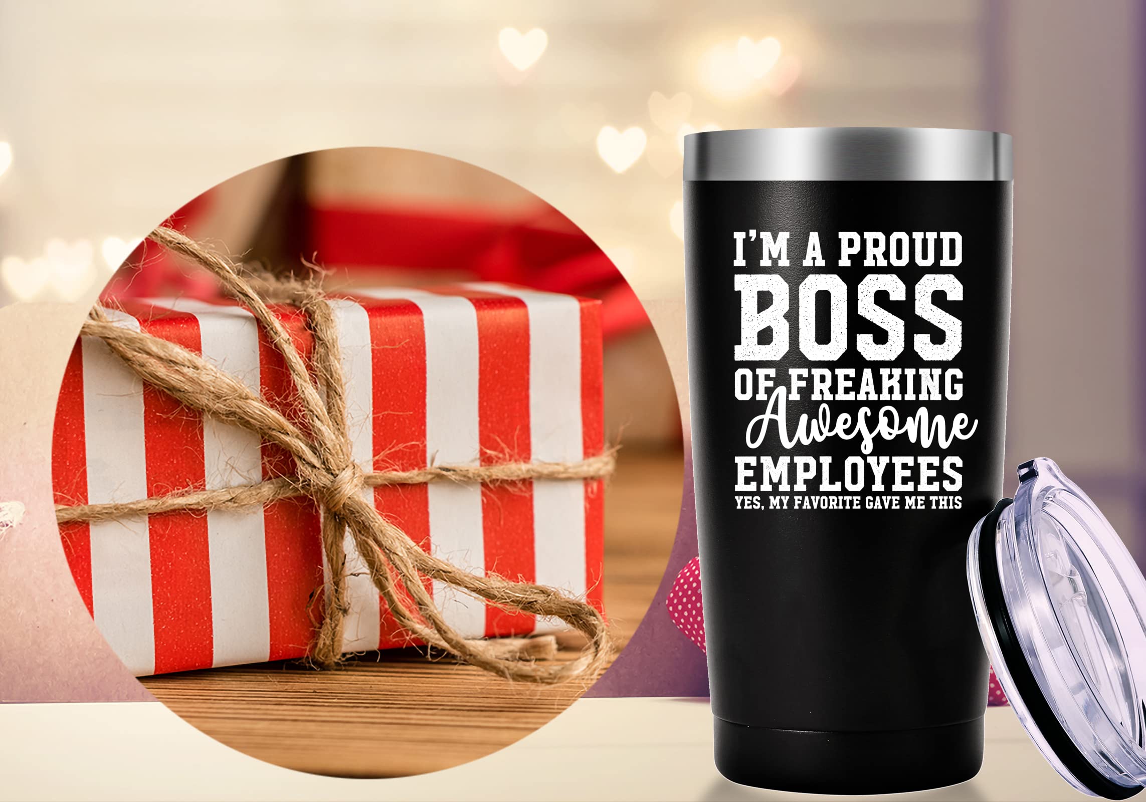 AMZUShome I Am A Proud Boss Travel Mug Tumbler.Funny Boss Day Office Gifts.Moving Appreciation Retirement Birthday Christmas Gifts For Men Women Boss Boss Lady From Employees(20oz Black)