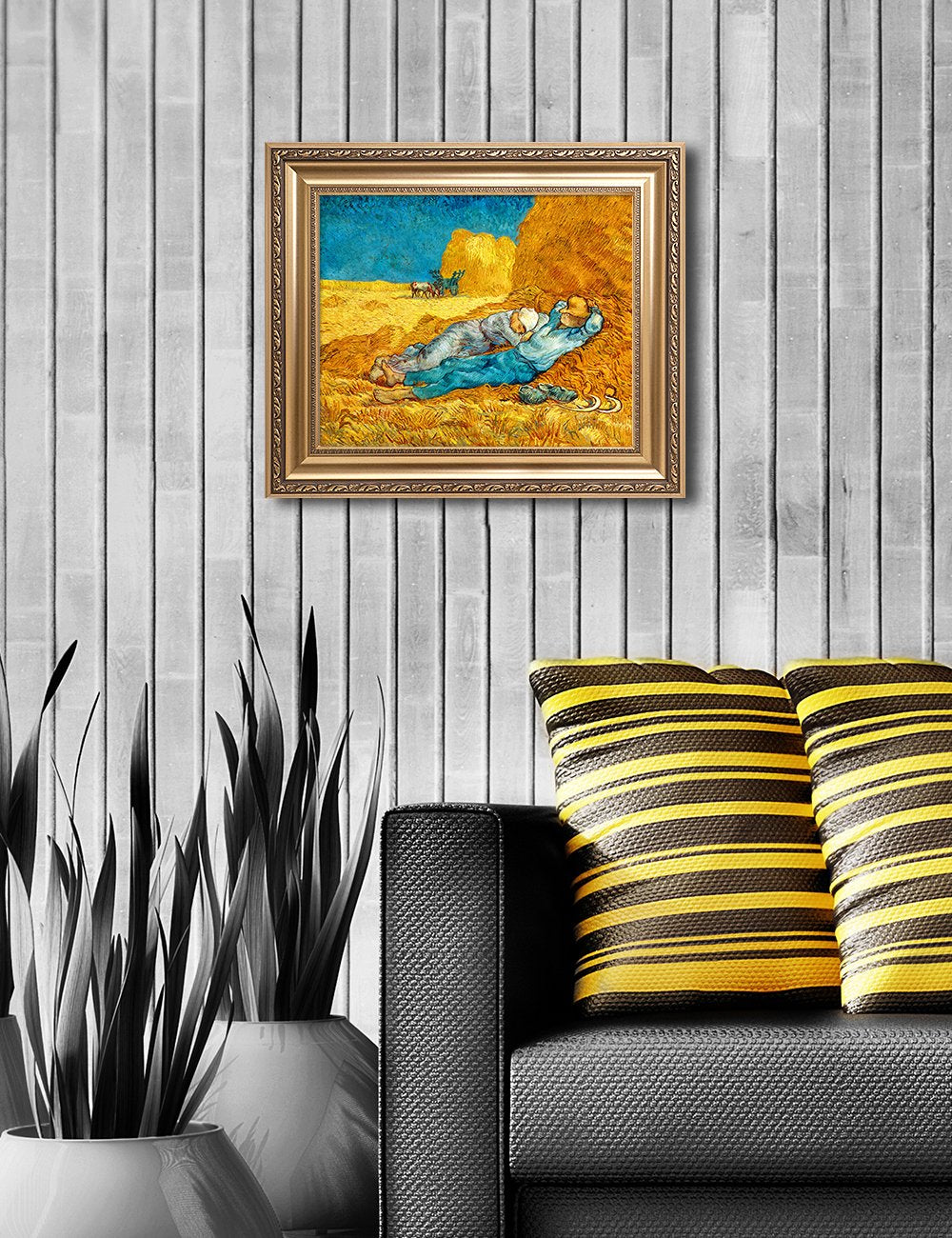 Decorarts - Noon: Rest From Work, Vincent Van Gogh Art Reproduction. Giclee Print With Matching Frame, Picture Size: 20X16, Fram