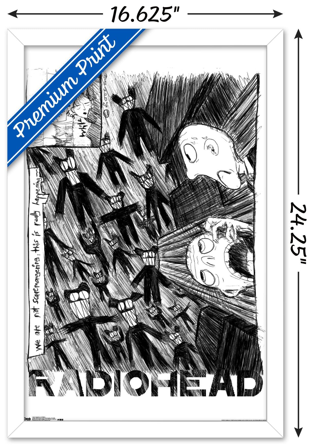 Trends International Radiohead - Scribble Wall Poster, 14.725'' X 22.375'', White Framed Version