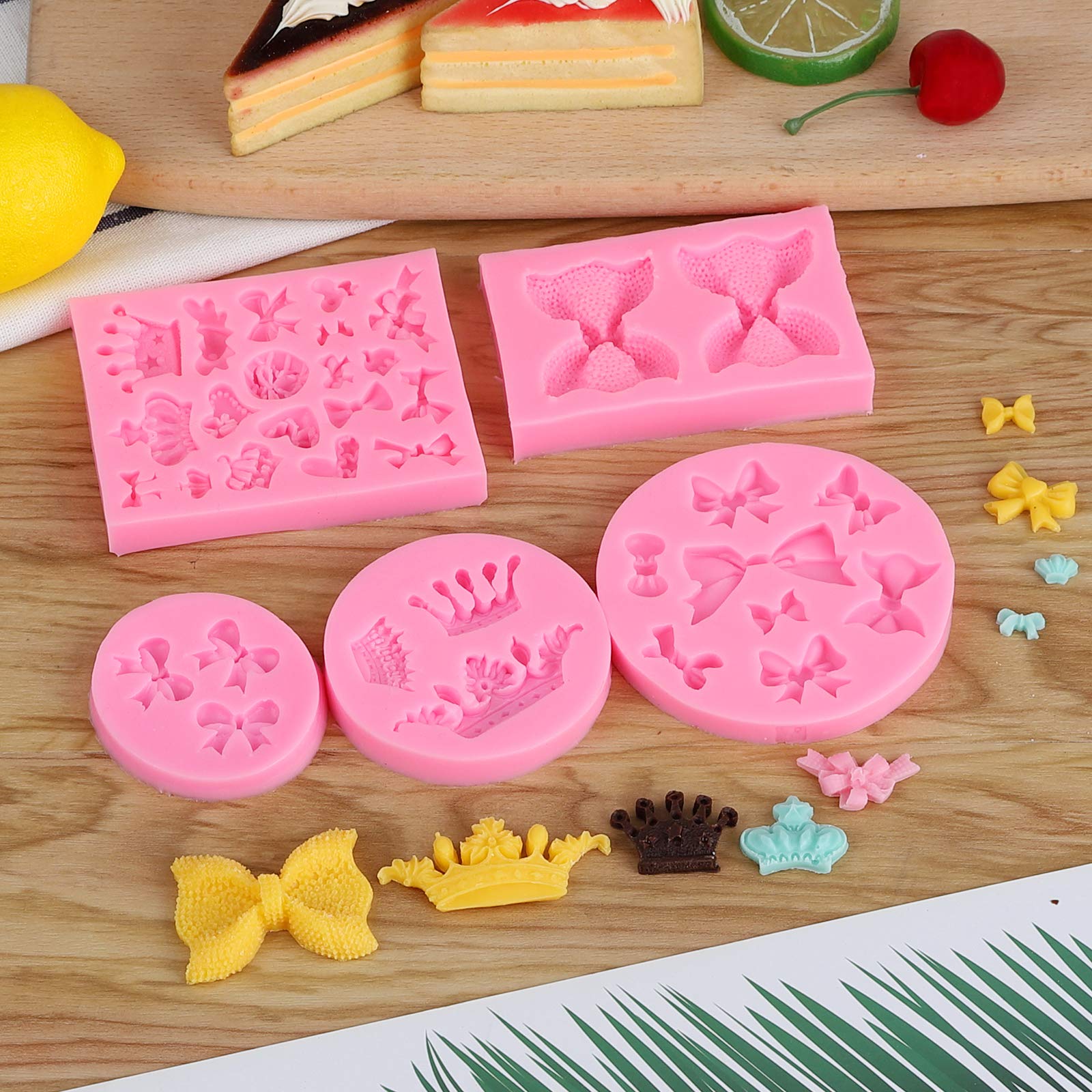 Bow Silicone Fondant Mold Crown Chocolate Candy Mold Cupcake Top Decoration, Pastry, Biscuit Decoration, Chocolate, Jewelry, Diy