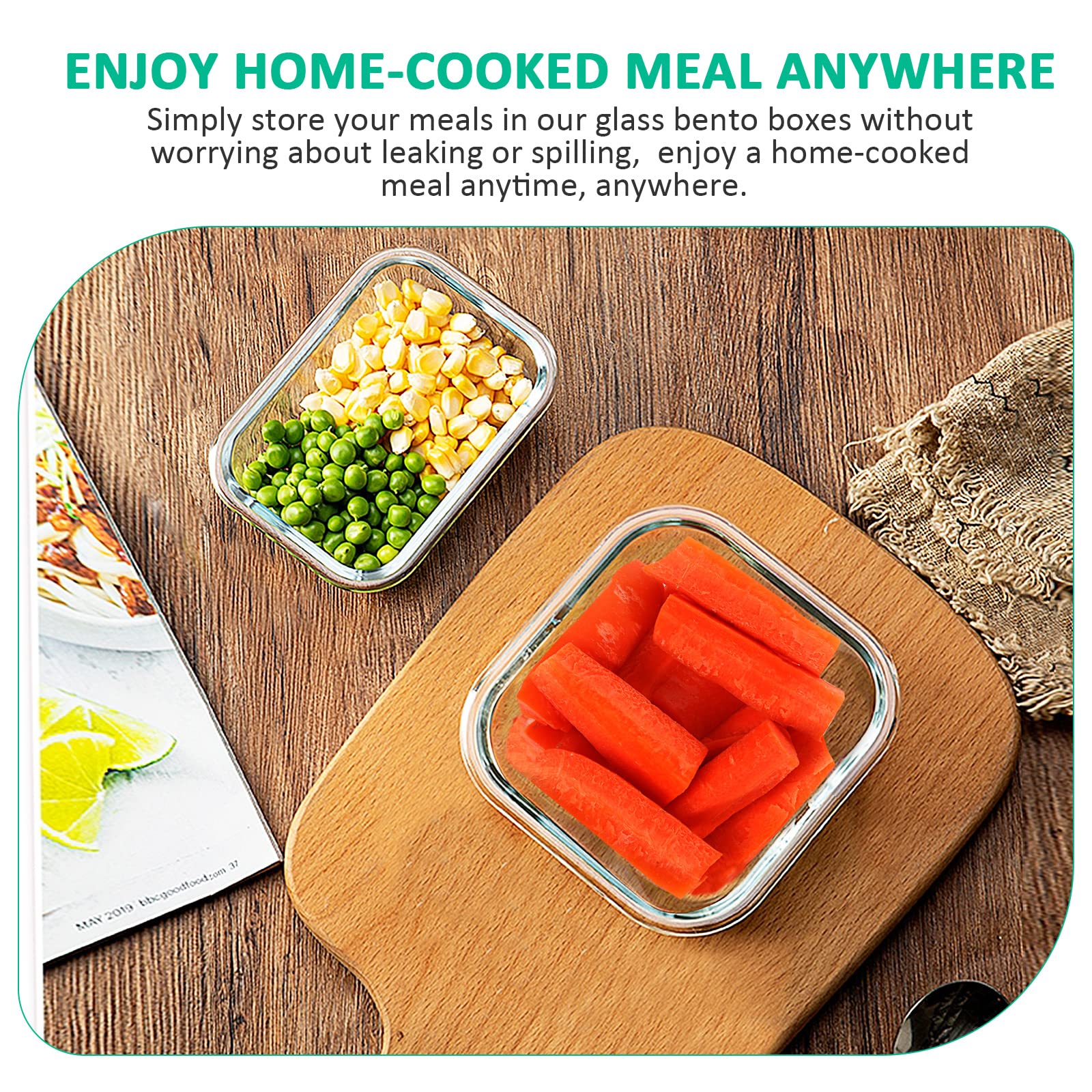 KOMUEE 24 Pieces Glass Food Storage Containers Set Glass Meal Prep Set with Lids-Stackable Airtight lids BPA Free Freezer to Oven Safe Gray