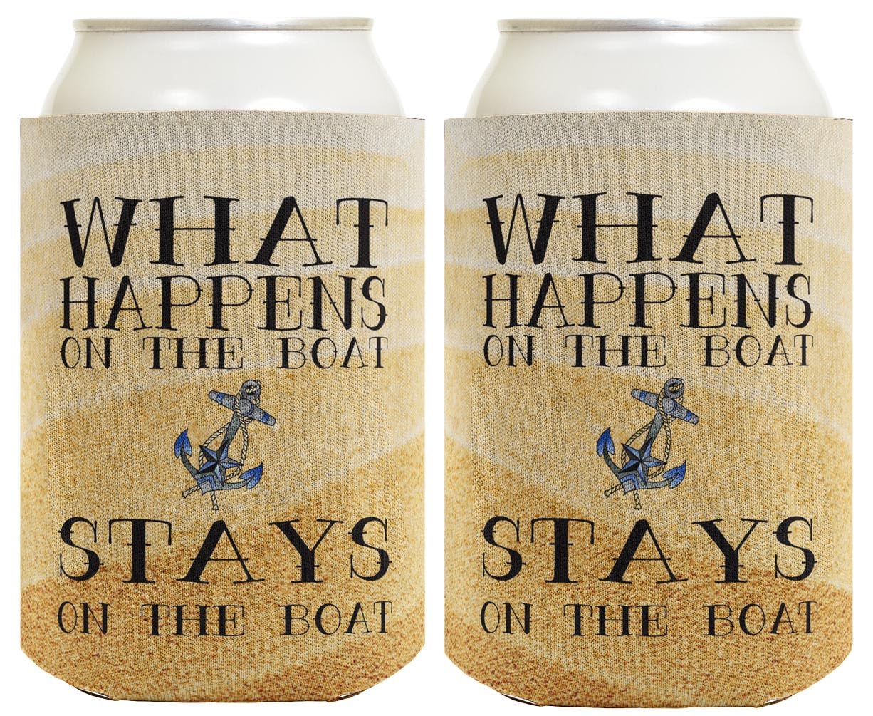 Nautical Coolie What Happens On The Boat Stays On The Boat 2-Pack Can Drink Thermocoolers