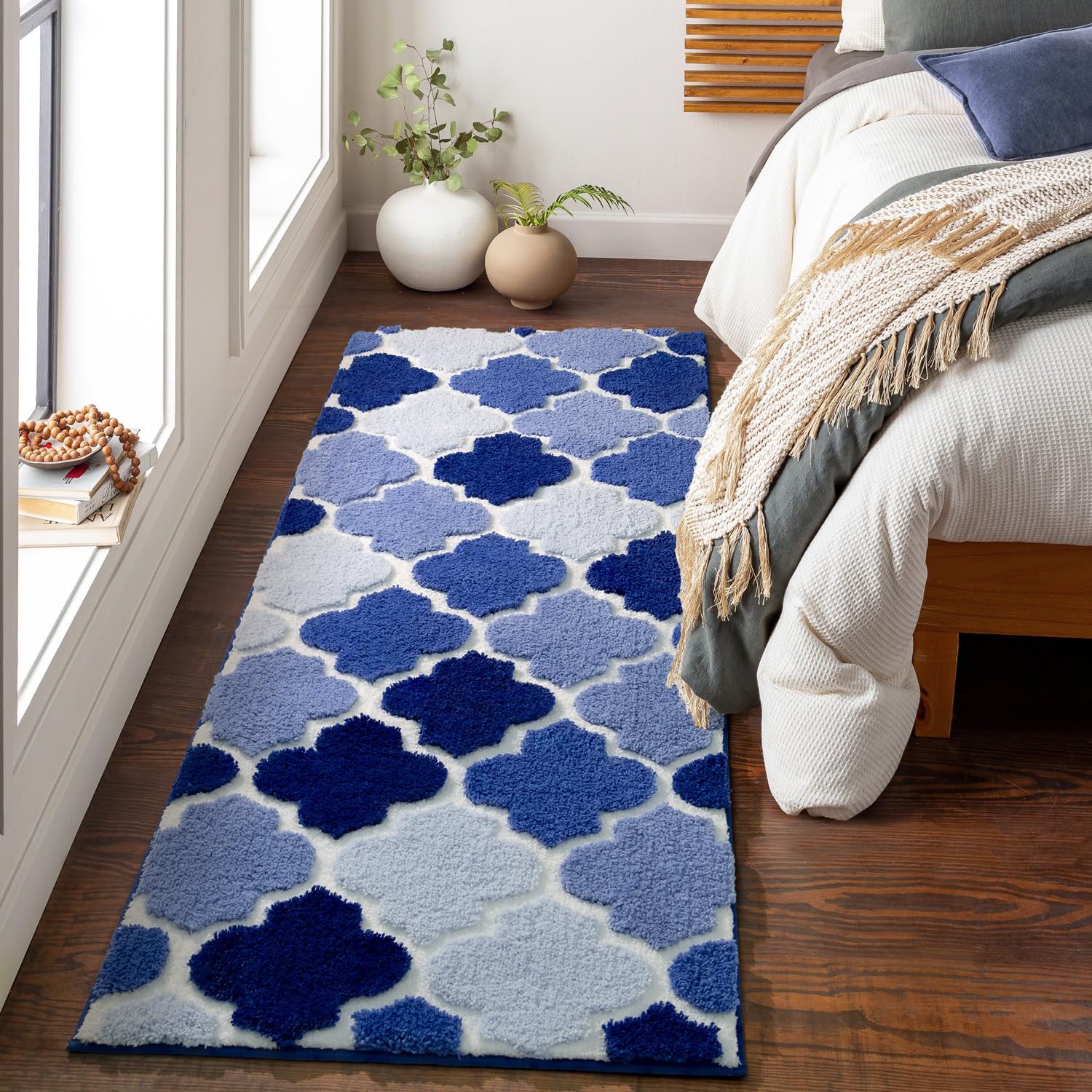 Dexde Bathroom Rug Runner Non-Slip, Extra Absorbent Shaggy Large Bath Mat, Machine Washable Long Shower Rug For Bathroom Bedroom