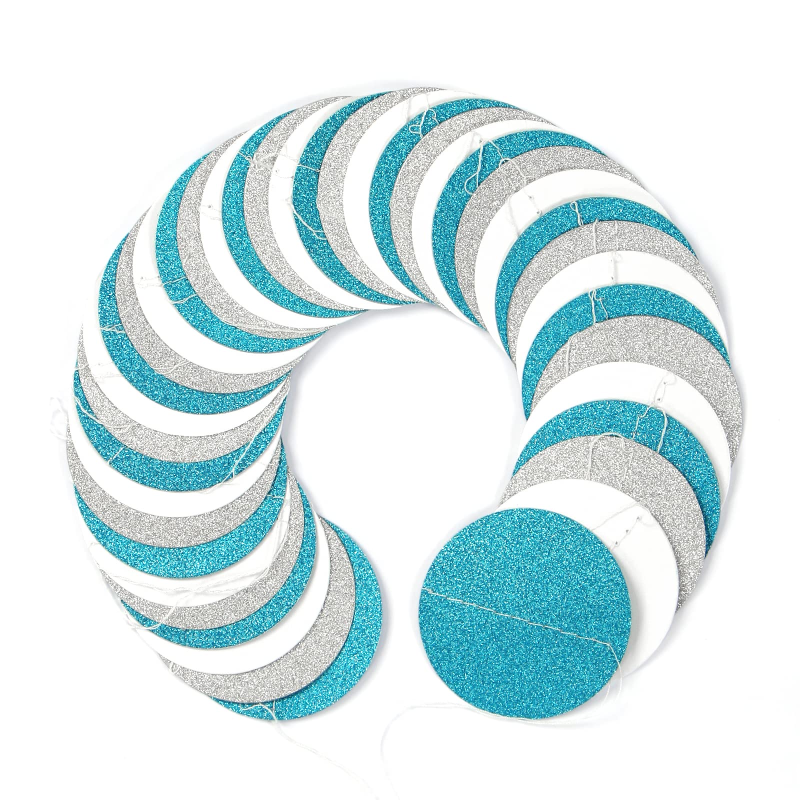 Teal-Turquoise White-Silver Party-Decorations Garland Streamers - 52Ft Woman Girl Frozen Birthday Paper Banner,Graduation Weddin
