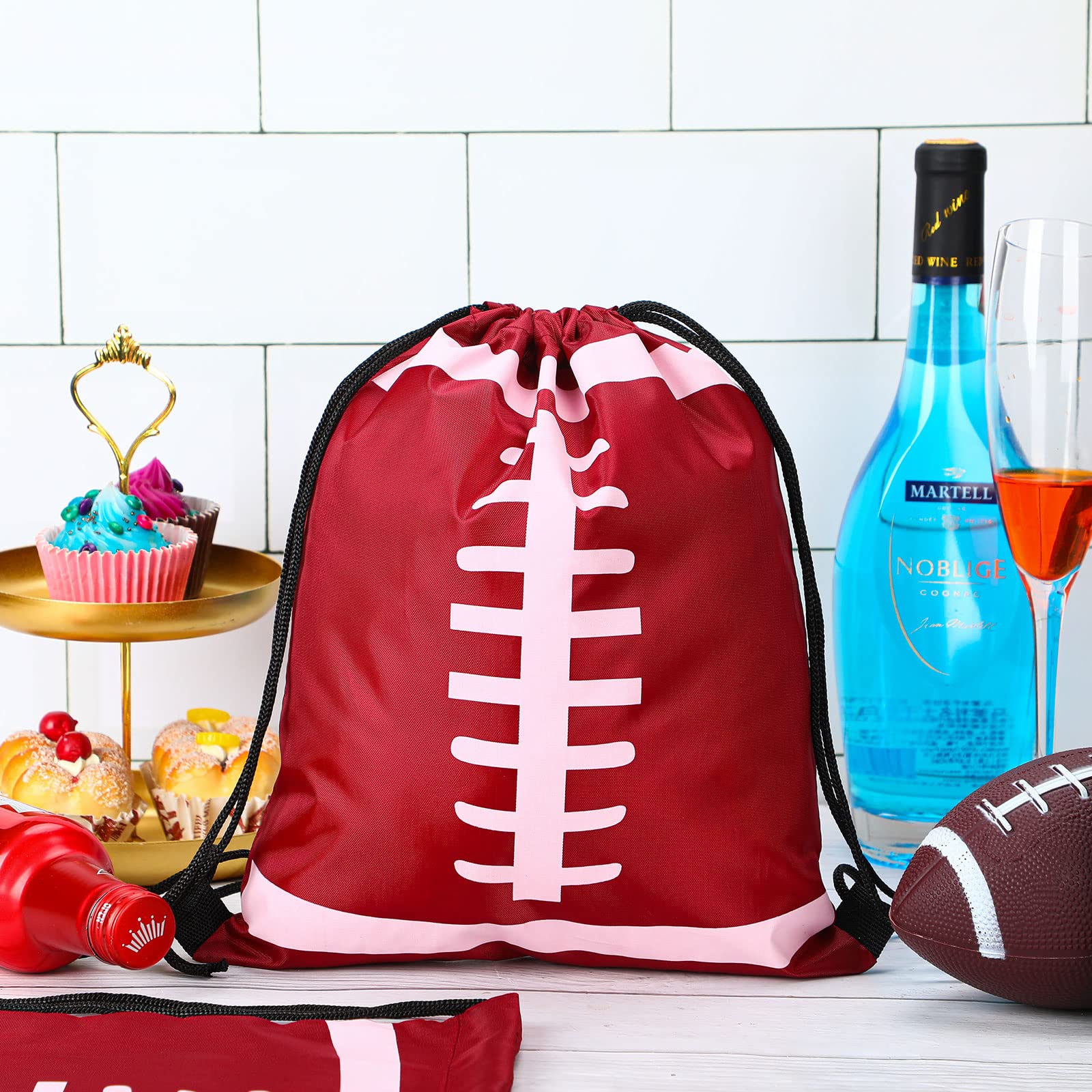Shappy 12 Pieces Small Sport Drawstring Bags Candy Bag Sport Party Drawstring Goodie Favor Supplies Gifts(Football,10 X 12 Inch)