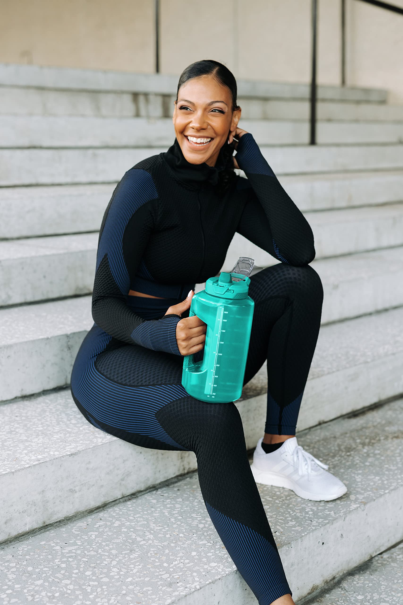 Zulu Goals Half Gallon Jug With Time Marker & Handle For All Day Hydration & Silicone Straw With Locking, Leak-Proof Lid, Bpa Fr