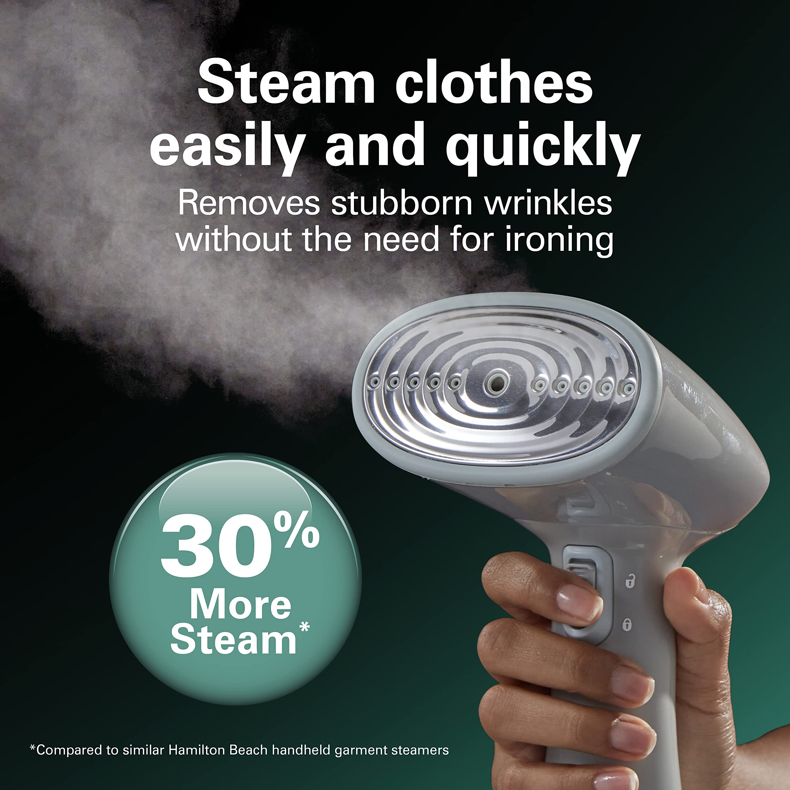 Hamilton Beach Handheld Garment Steamer For Clothes, Fabric And Drapes, 20 Minutes Of Continuous Steam, Portable Wrinkle-Remover