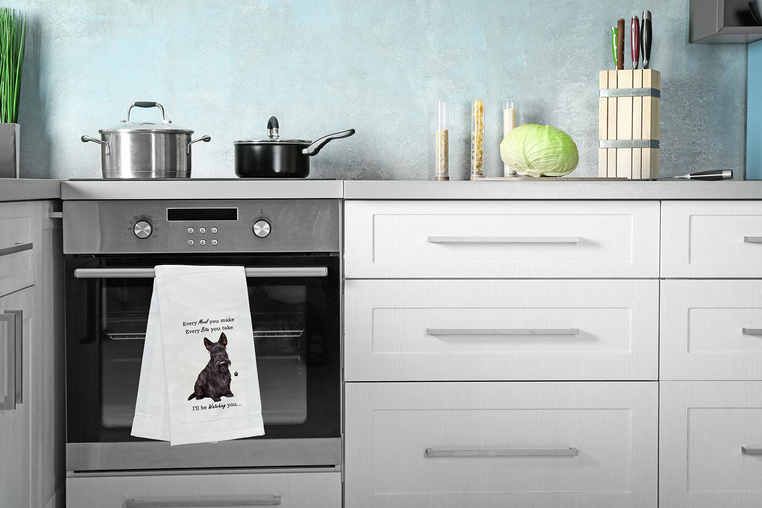 E&S Imports Scottie Kitchen Towel - Soft Highly Absorbent - Scottie Gifts - Dish Towels For Washing Dishes - Tea Towels - Reusab