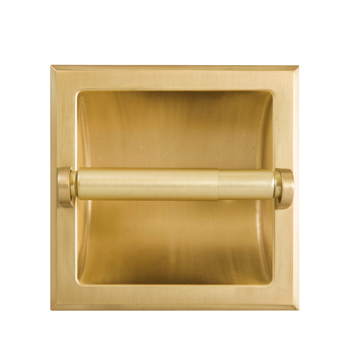Sento Recessed Gold Toilet Paper Holder, Wall Mounted Heavy Duty Metal Toilet Paper Roll Holder With Rear Mounting Bracket, In W