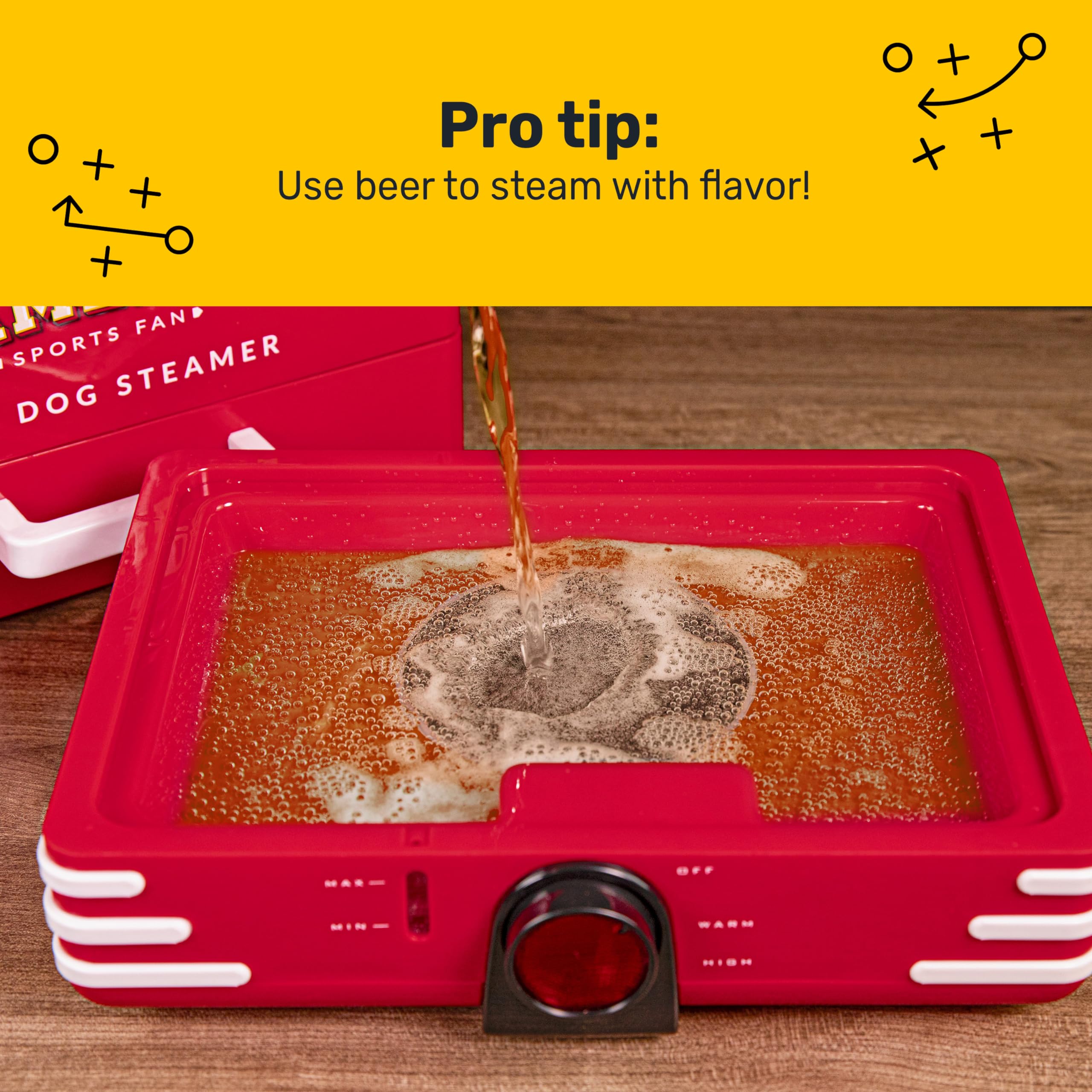 Nostalgia, Game Day Hot Dog Steamer And Bun Warmer, Fits 20 Dogs And 8 Buns, Steams Pot Stickers, Veggies, Potatoes, And Other A