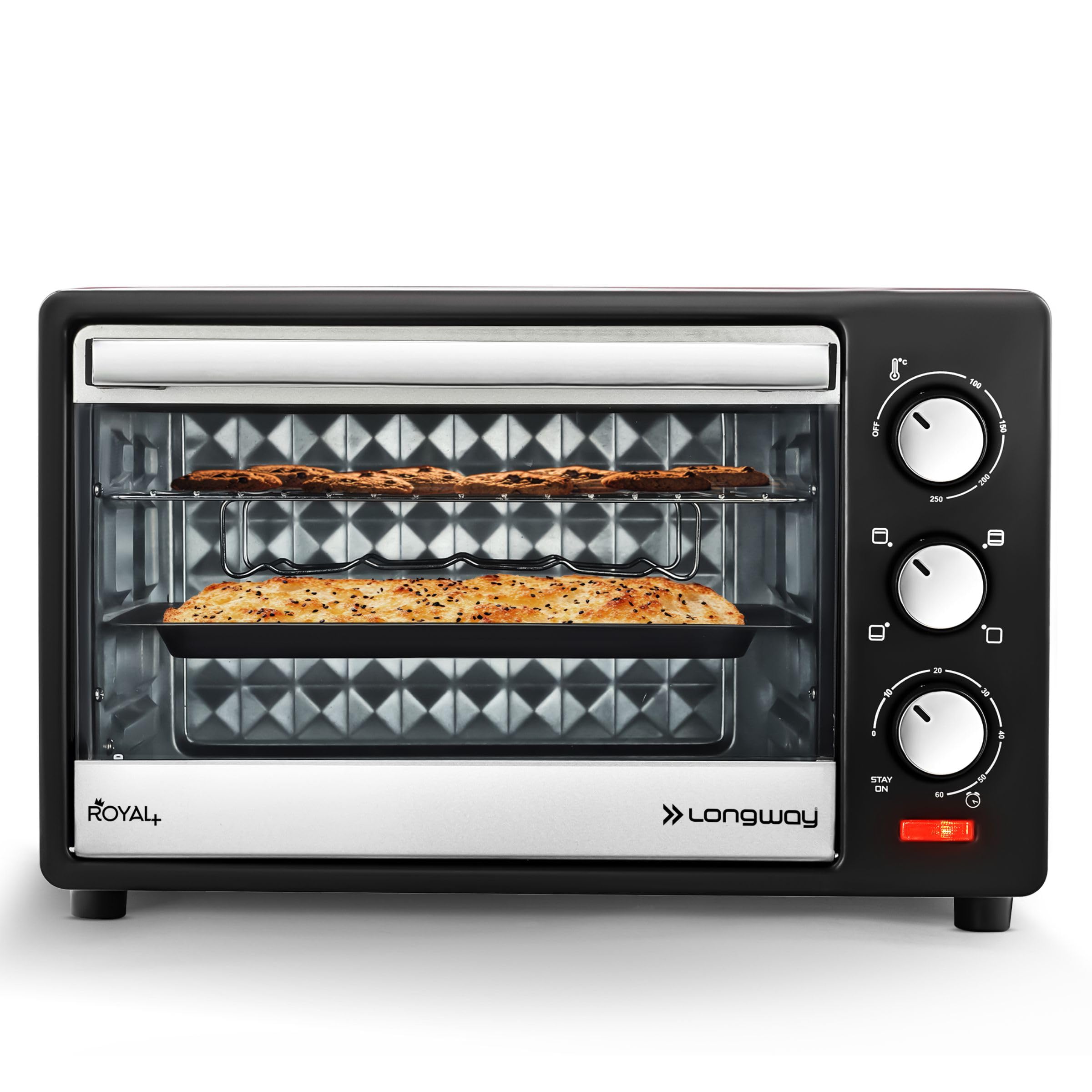 Longway Royal Plus Otg 25 Ltr Oven Toaster Griller With Multiple Heating Modes | Temperature Timer Control For Baking Pizza, Cak