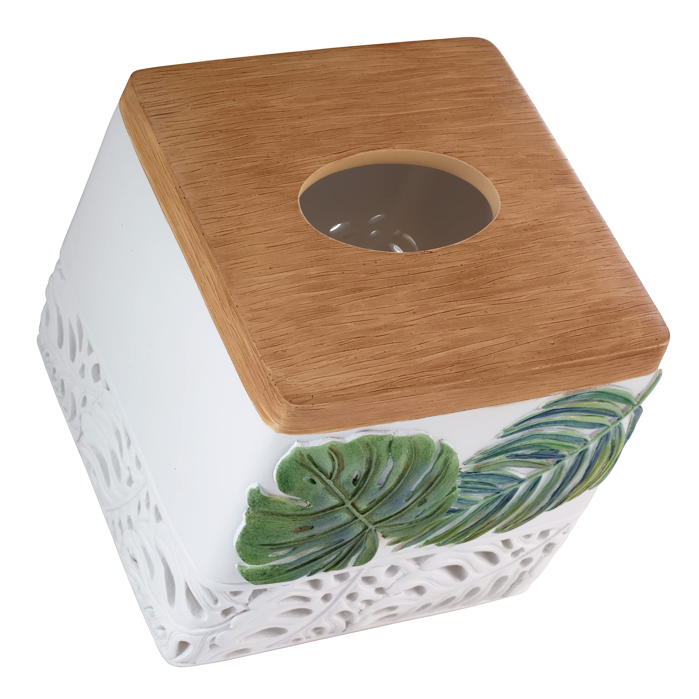 Avanti Linens - Tissue Box Cover, Resin Countertop Accessories, Stylish Home Decor (Viva Palm Collection)