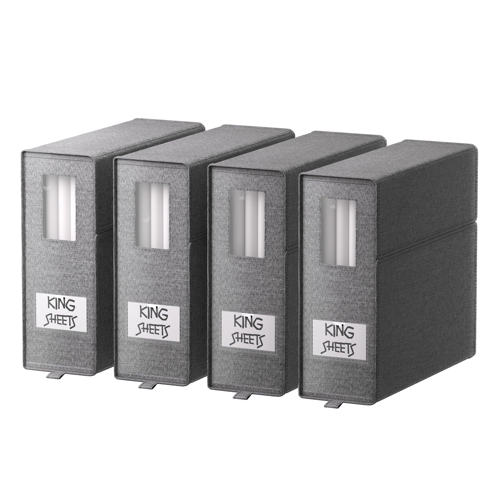 chinensis 4 Pack Bed Sheet Organizers and Storage,Storage Foldable Cubes for Sheets,Bedsheet Storage,Sheet Storage Organizer,She