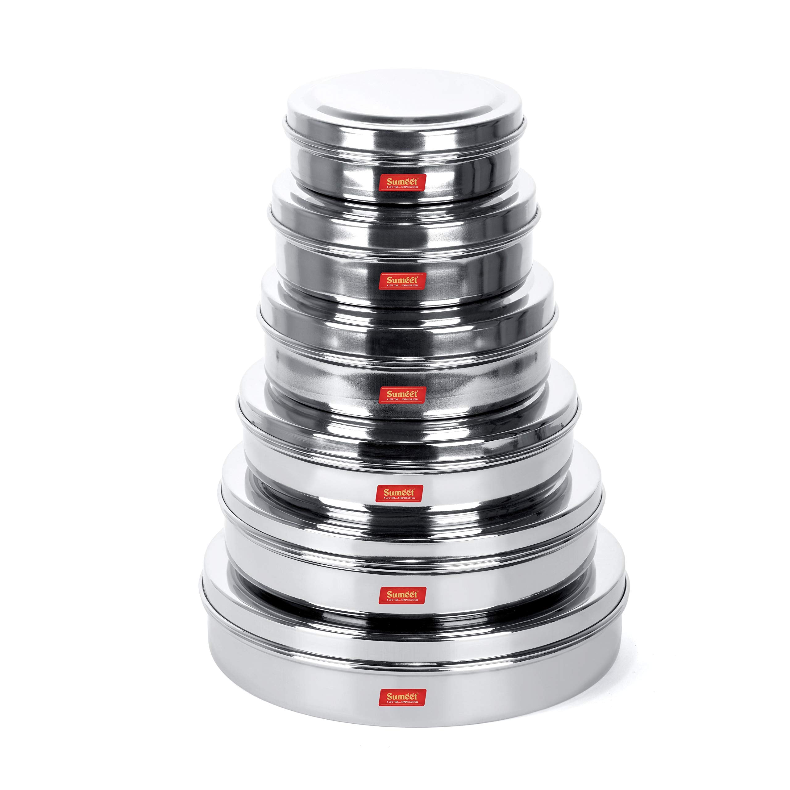 Sumeet Stainless Steel Containers Set- 300Ml 480Ml  600Ml  700Ml 900Ml  1200Ml  6 Pieces  Silver