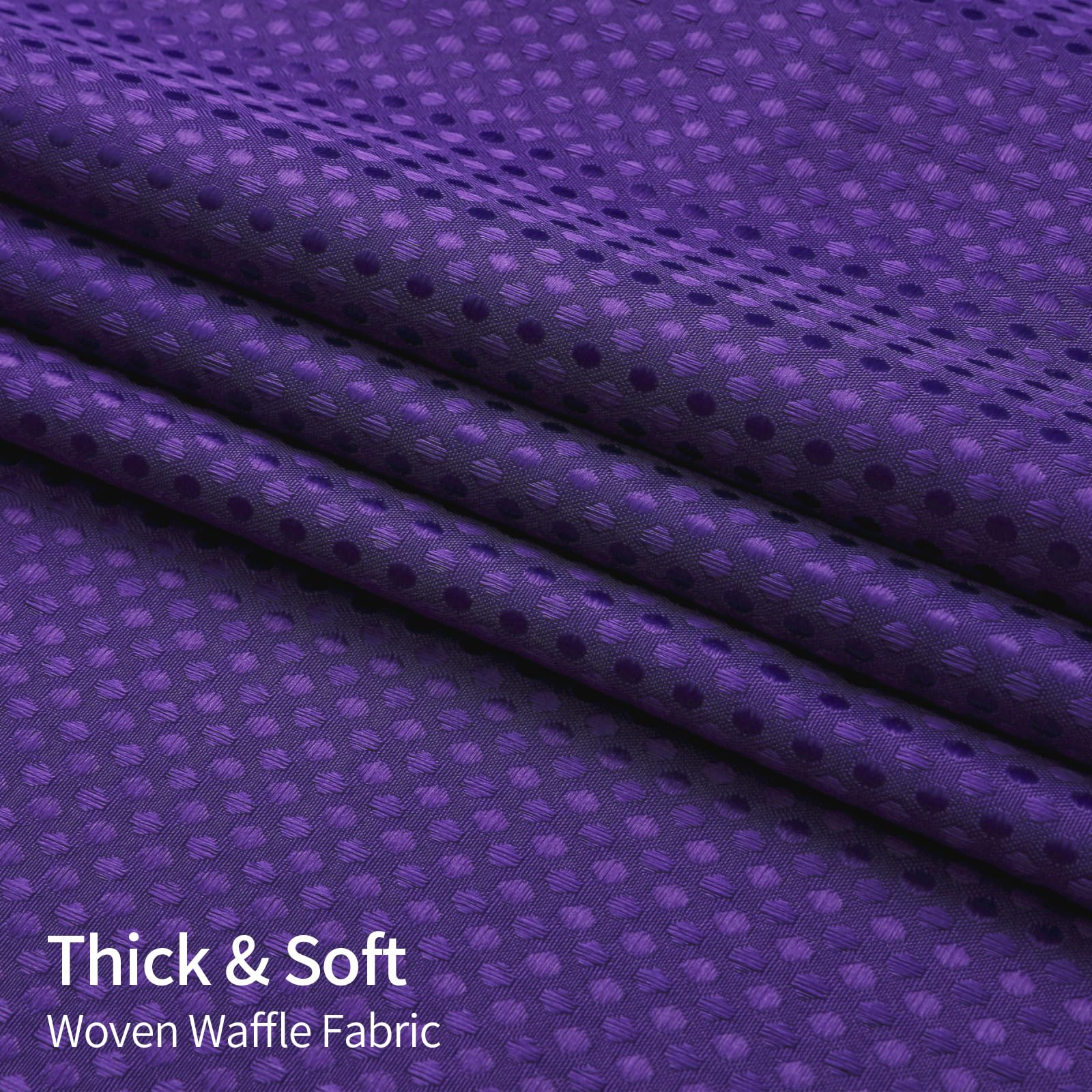 MitoVilla Long Shower Curtain 72 x 78  Purple Waffle 78 inch Long Fabric Shower Curtain Set with Cloth Snap-in Liner & Mesh Top Window for Modern Hotel Spa Bathroom Decor  Lavender