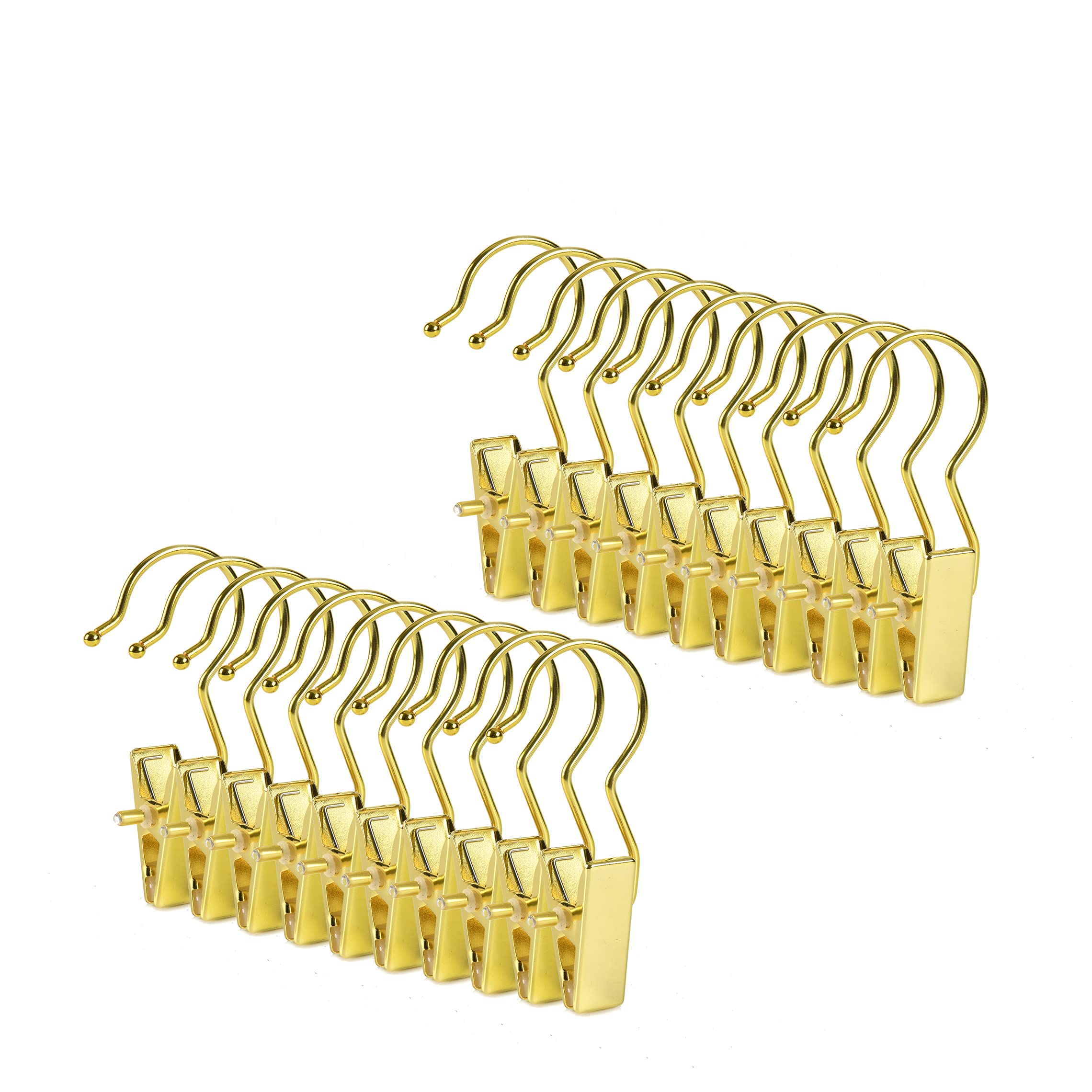 Amber Home 24 Pack Gold Boot Clips For Closet, Gold Boot Hangers With Hooks, Laundry Hooks, Clothes Pins, Portable Home Travel H