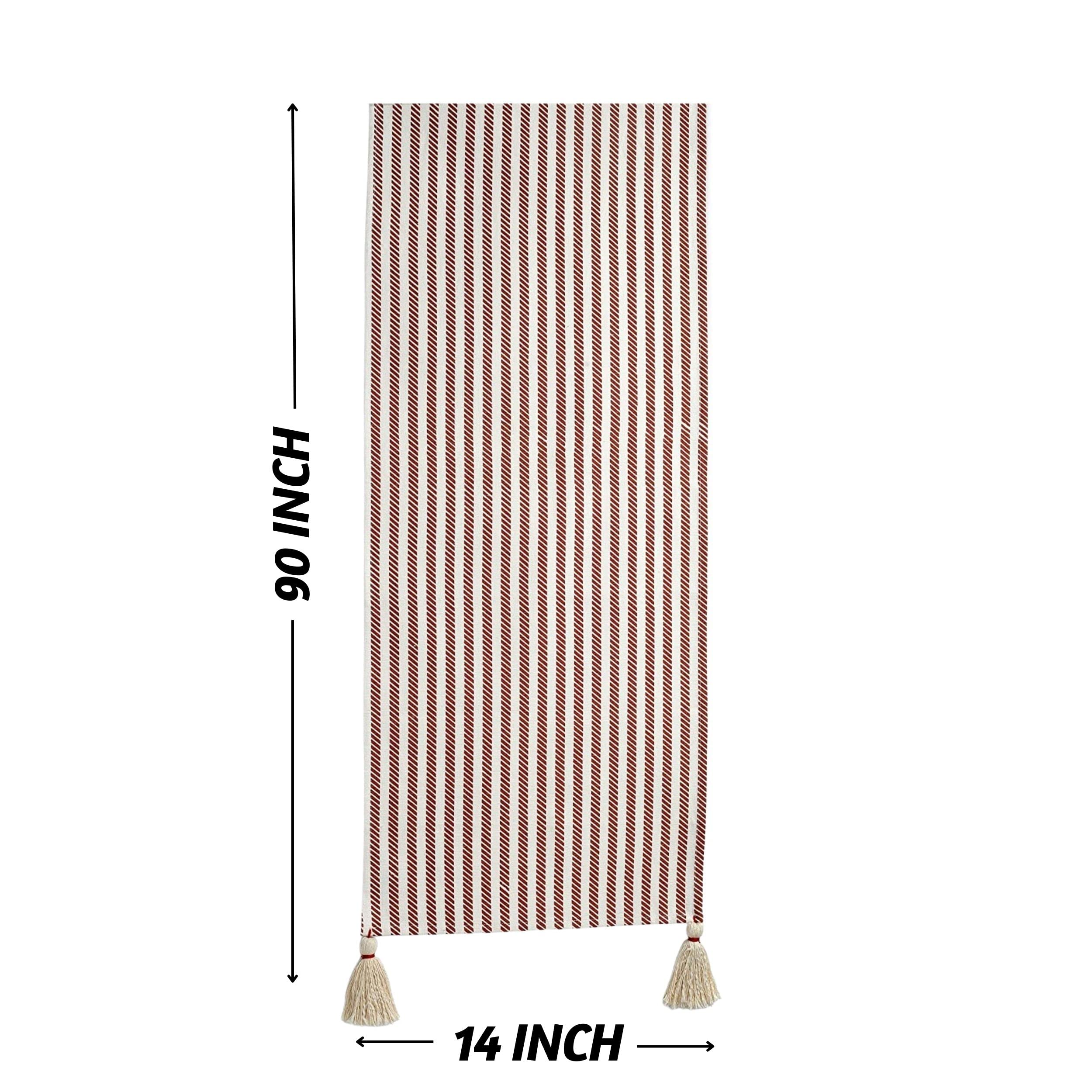 Folkulture Table Runner 90 Inches Long With Tassels For Home Dining Table, Farmhouse Style Table Decoration, 100% Cotton Runner