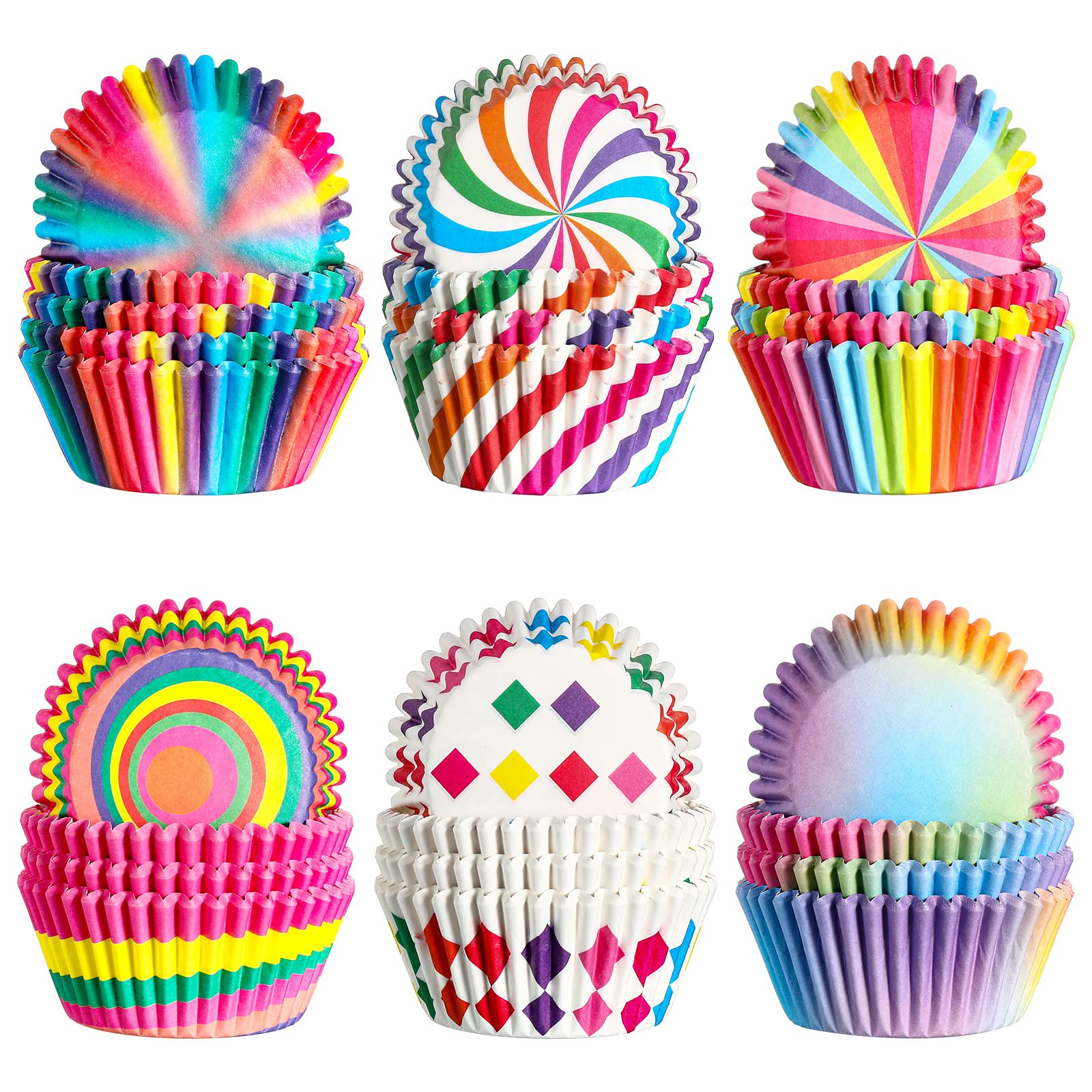 600 Pieces Rainbow Cupcake Liners Rainbow Cupcake Wrappers Baking Cups Cupcake Liners, Colorful Cake Paper Cup Rainbow Baking Cu