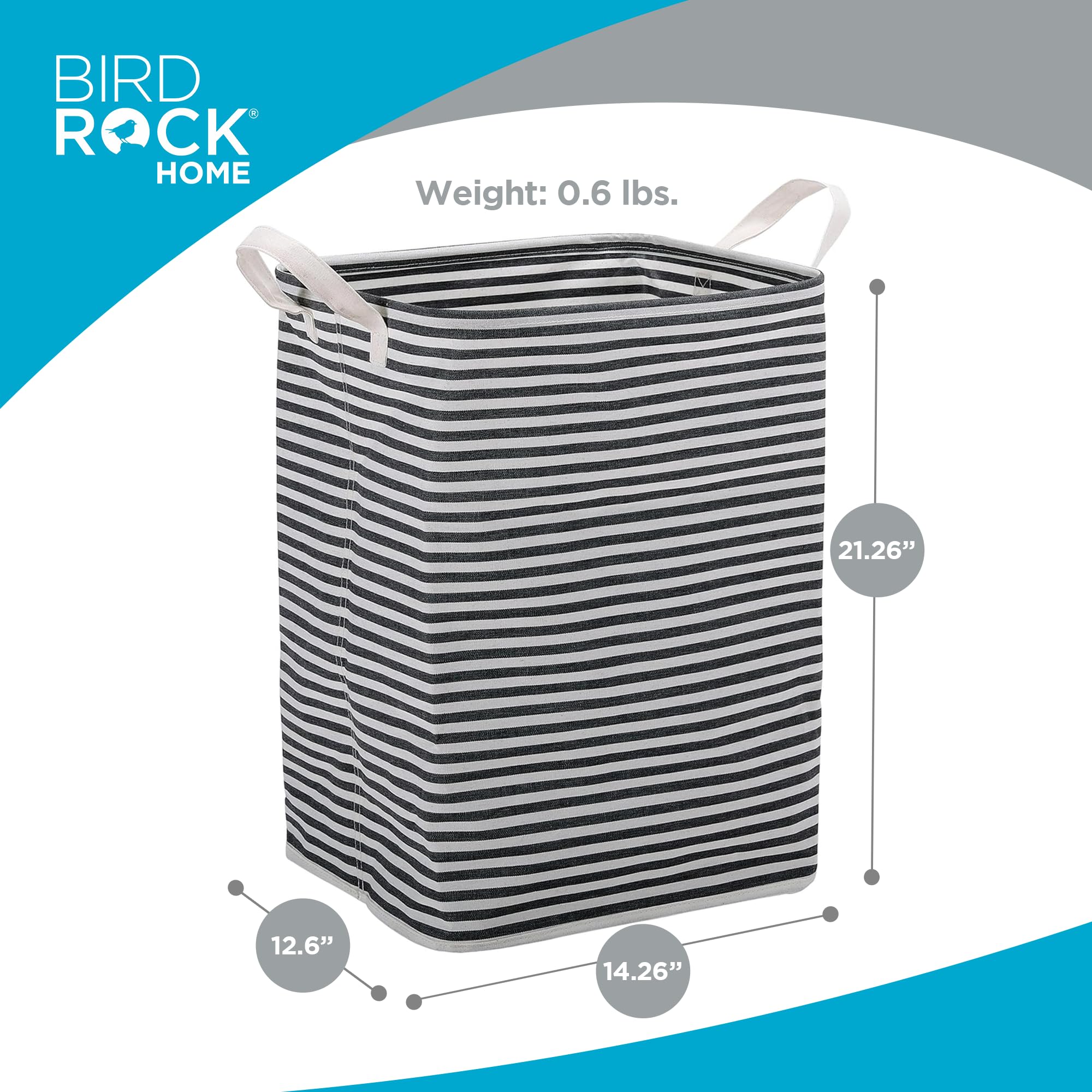 Birdrock Home Laundry Hamper Bin Basket For Clothes, Compact Slim Collapsible Organizer For Dirty Clothes - Ideal For Small Spac
