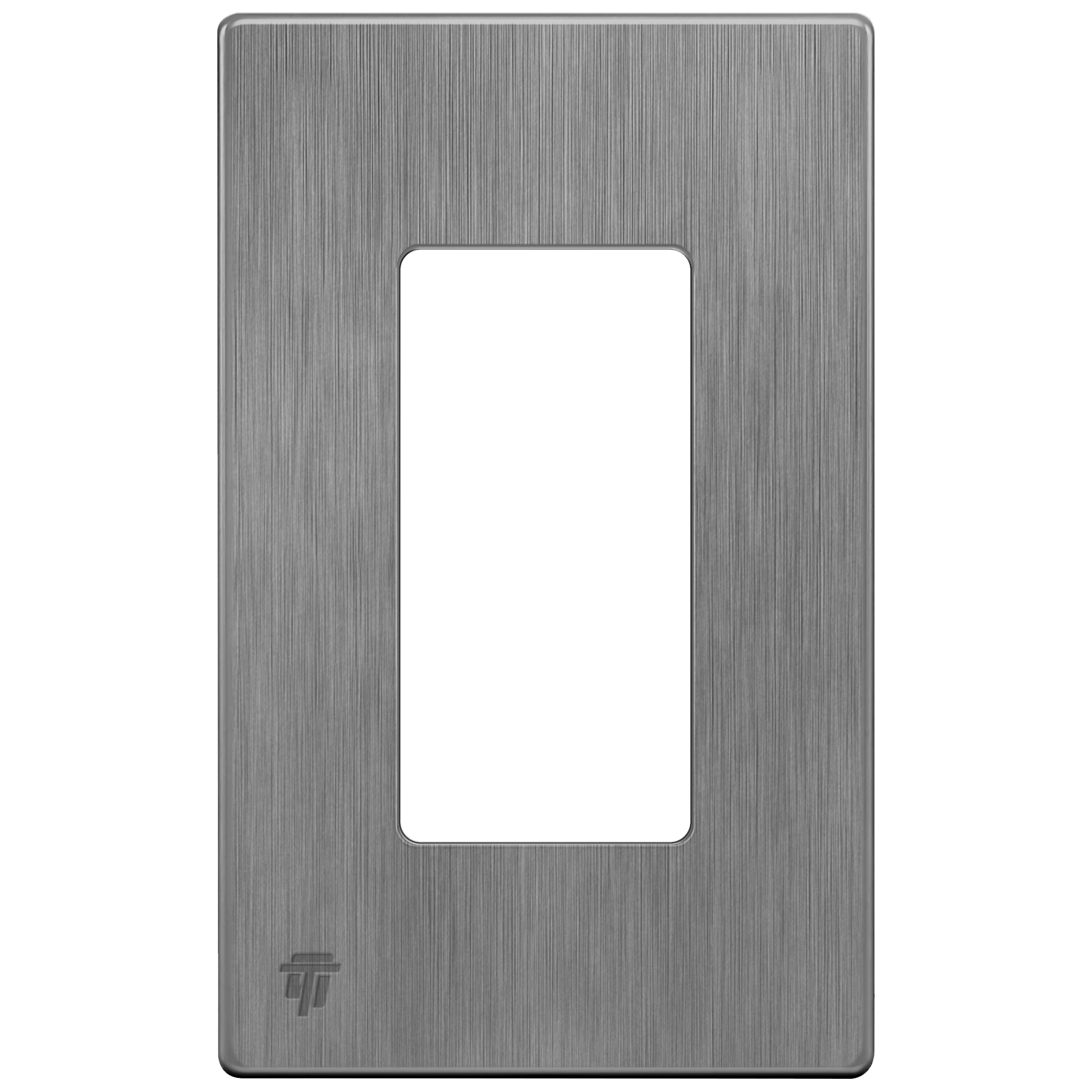 Enerlites Brushed Screwless Decorator Wall Plate Child Safe Outlet Cover, Gloss Finish, Size 1-Gang 468 H X 293 L, Unbreakable P